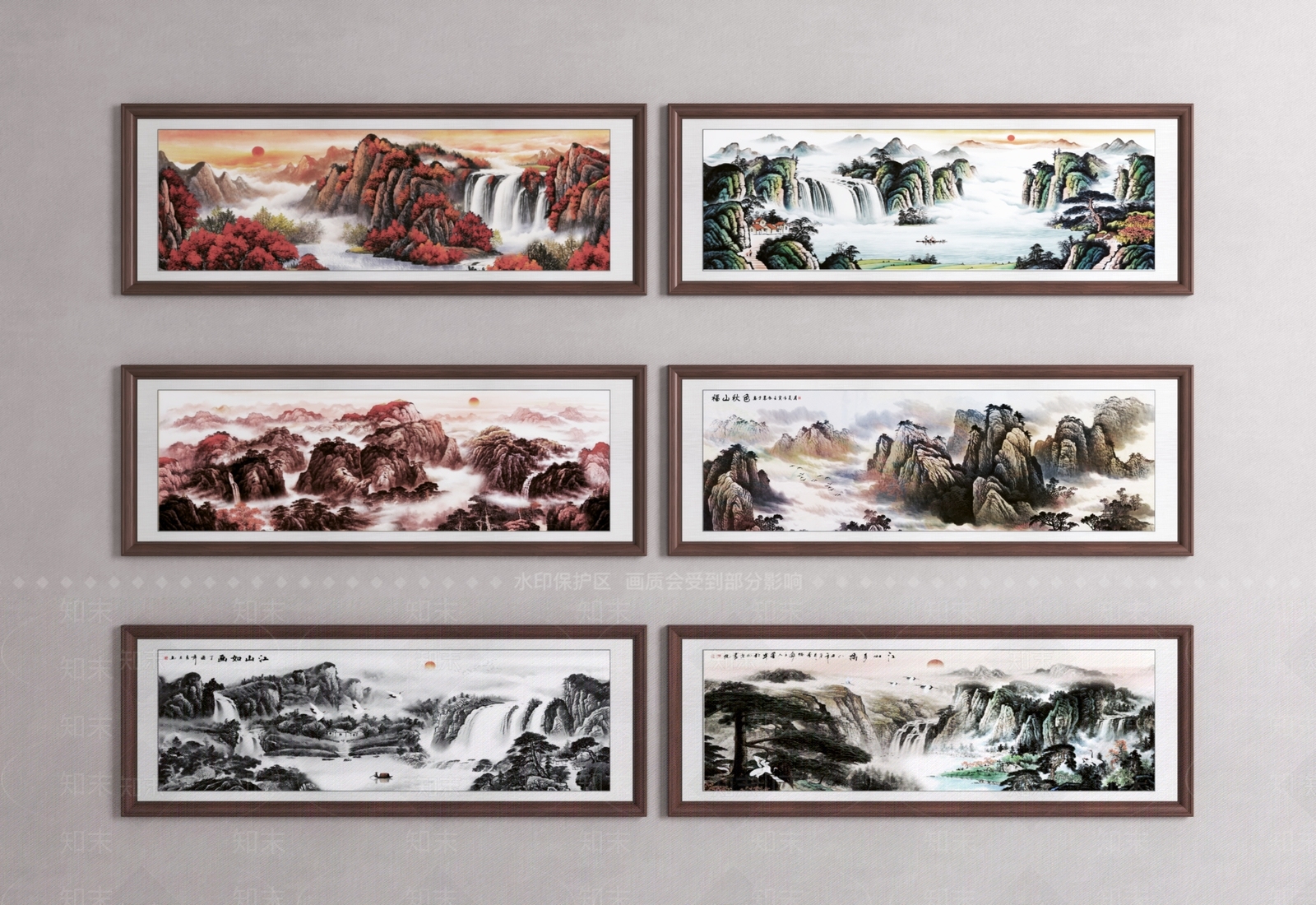 新中式国画装饰画3D模型下载【ID:1139970612】