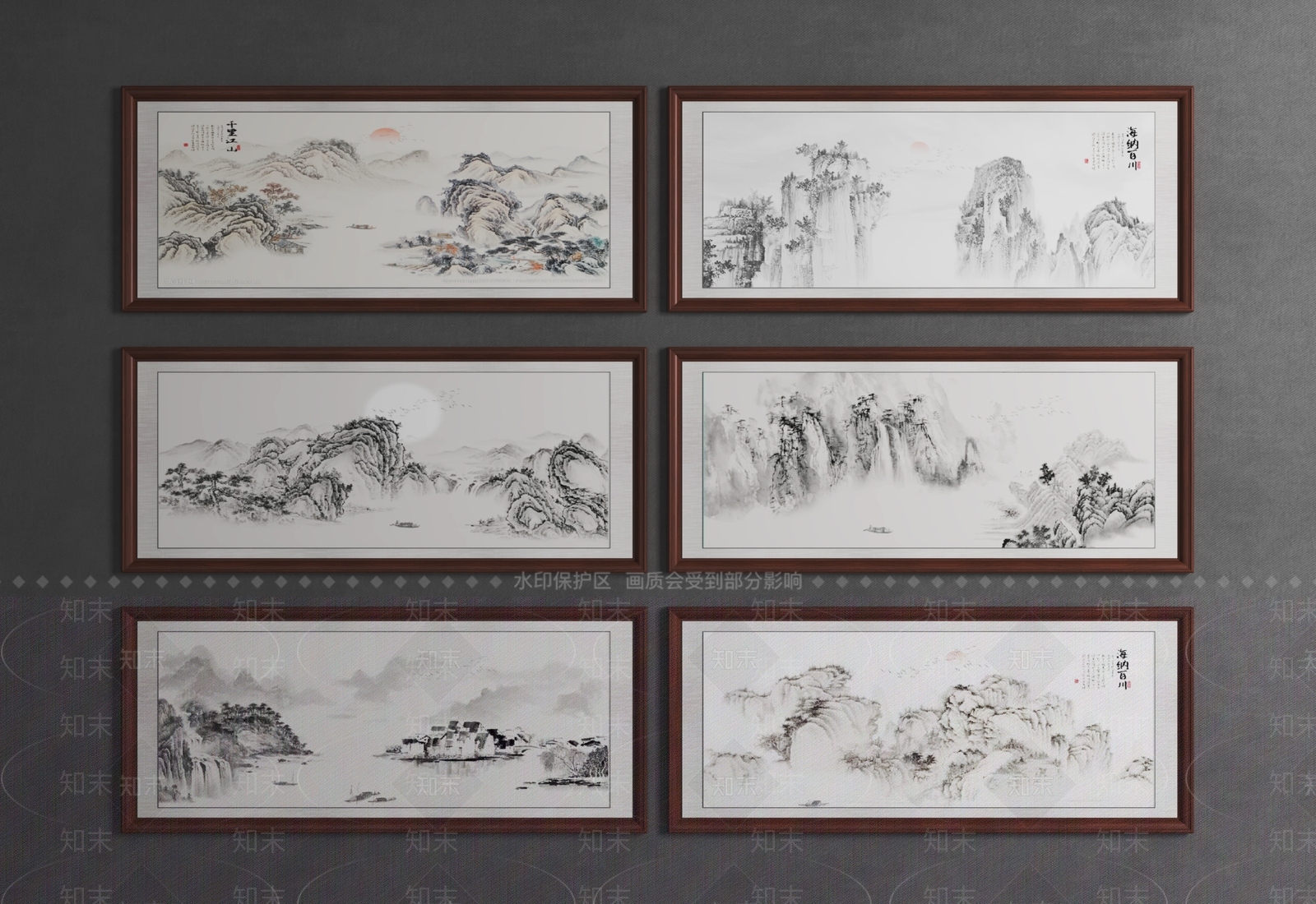 新中式国画装饰画3D模型下载【ID:1139971181】