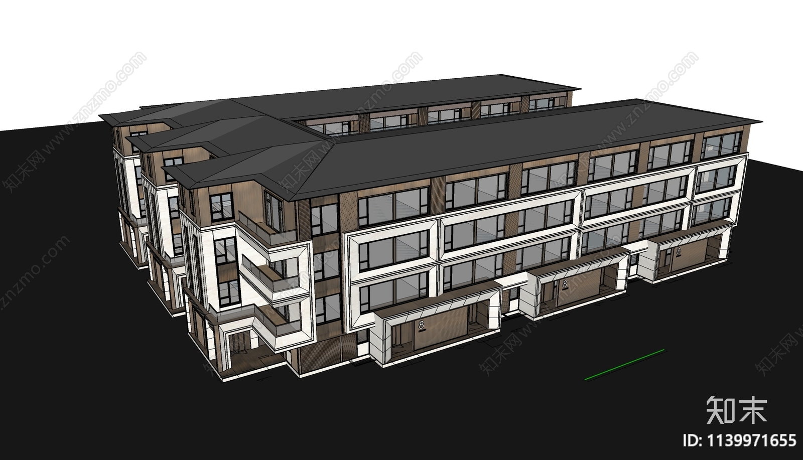 现代多层住宅SU模型下载【ID:1139971655】