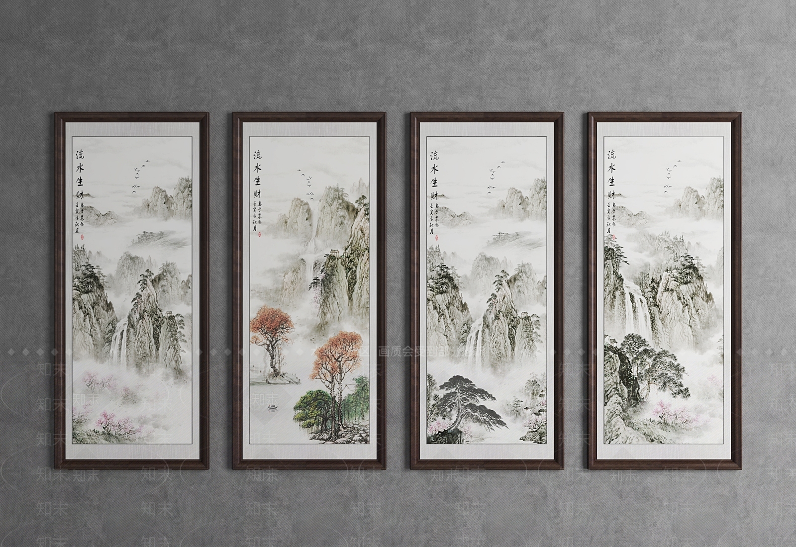 新中式国画装饰画3D模型下载【ID:1139971966】