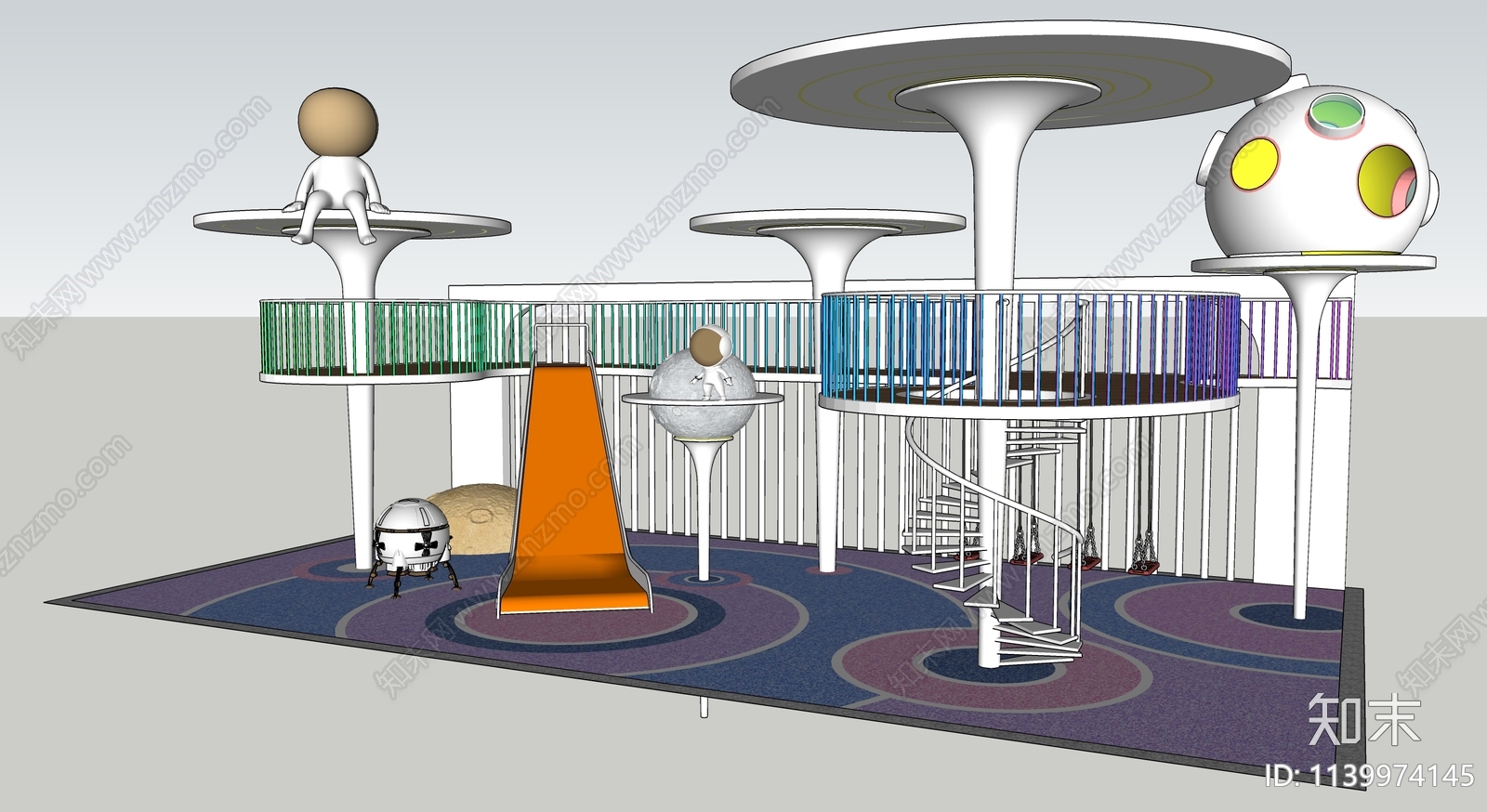 现代星球主题儿童游乐区SU模型下载【ID:1139974145】