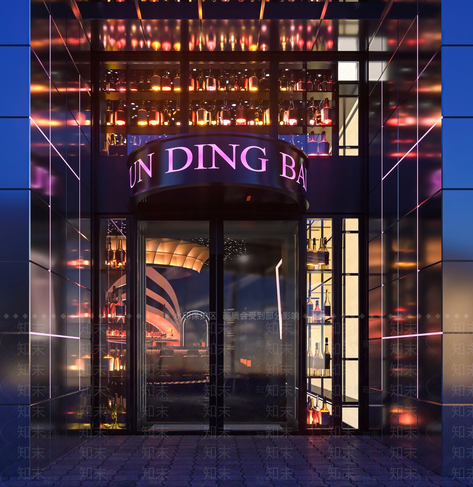 现代酒吧KTV门头门面3D模型下载【ID:1139975177】