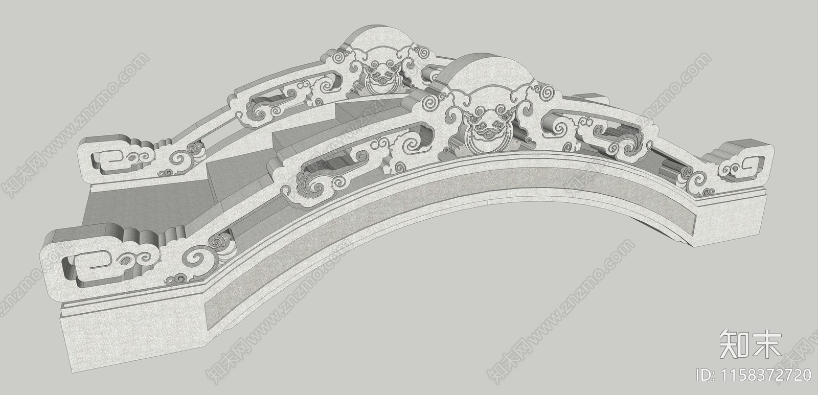 中式五福临门石桥SU模型下载【ID:1158372720】