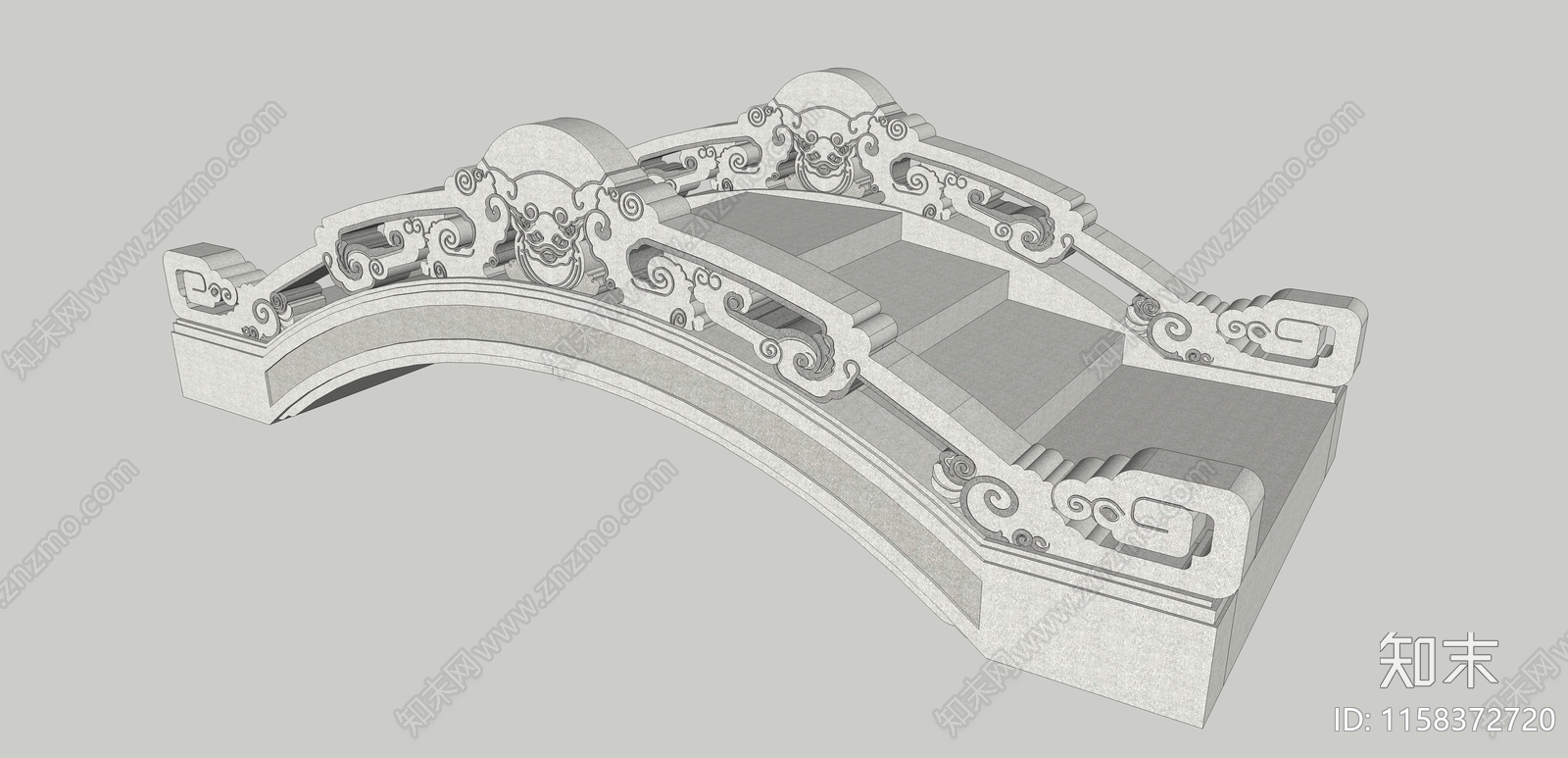 中式五福临门石桥SU模型下载【ID:1158372720】