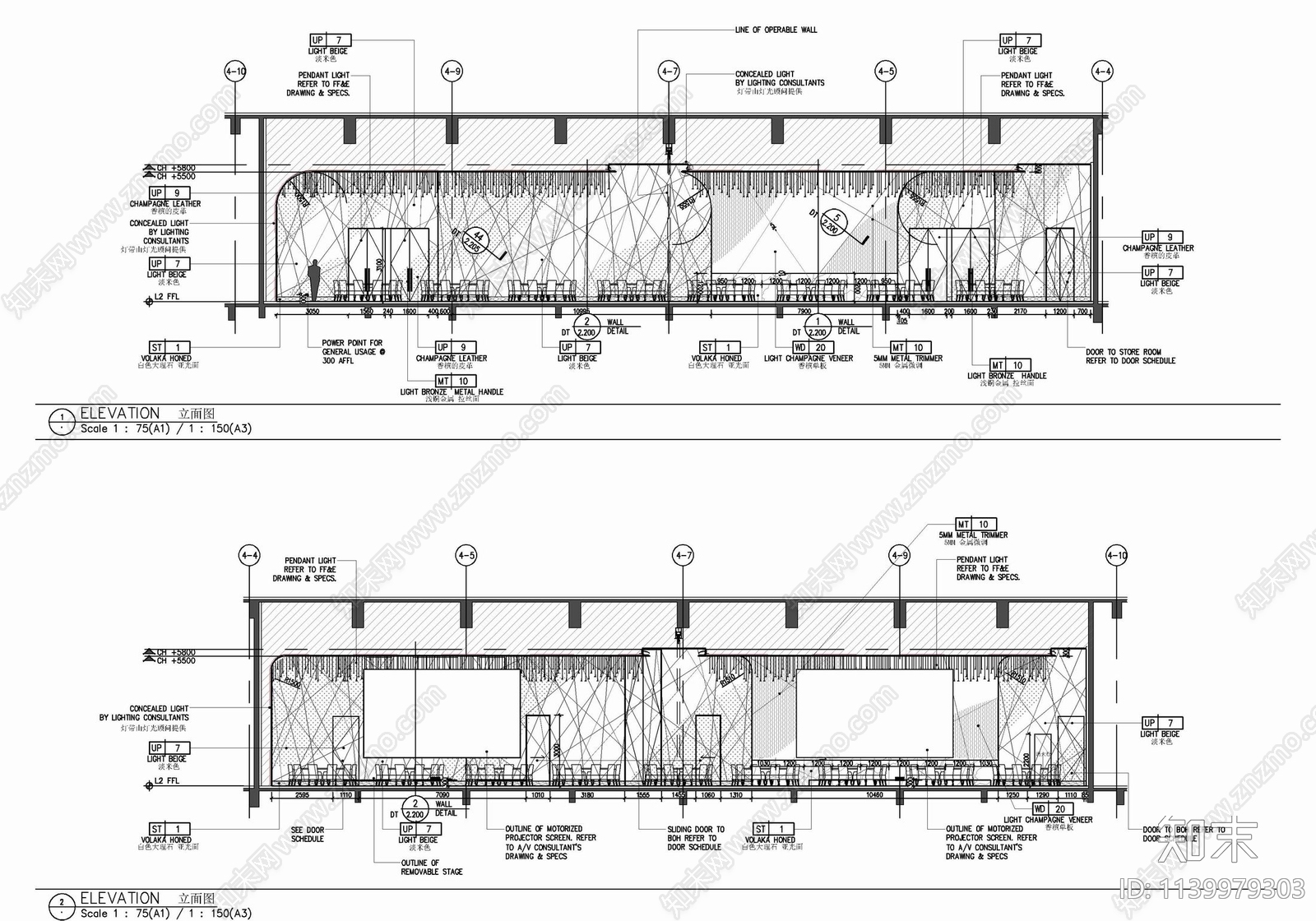 HBA酒店宴会厅及前厅室内cad施工图下载【ID:1139979303】