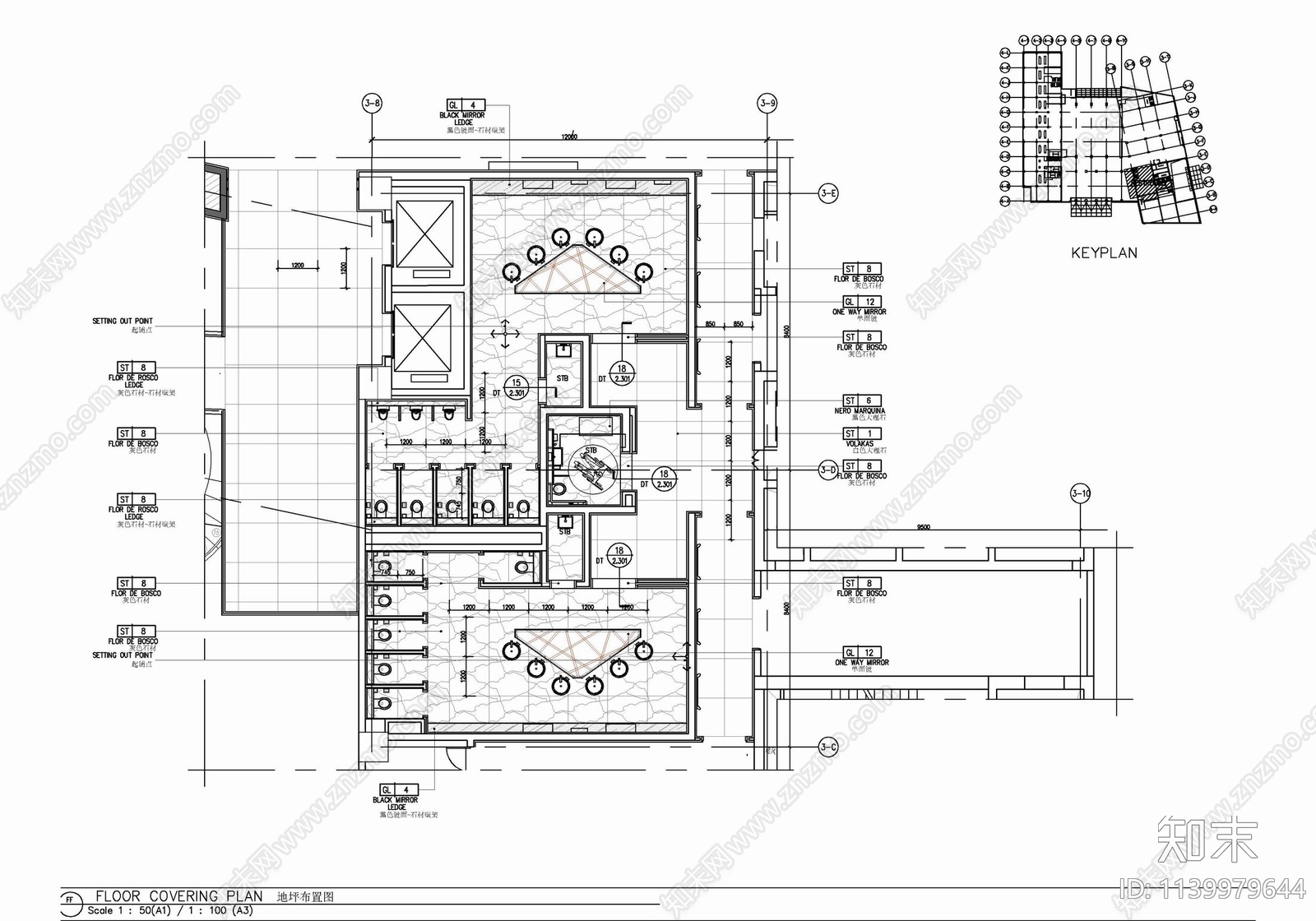 酒店公共卫生间cad施工图下载【ID:1139979644】