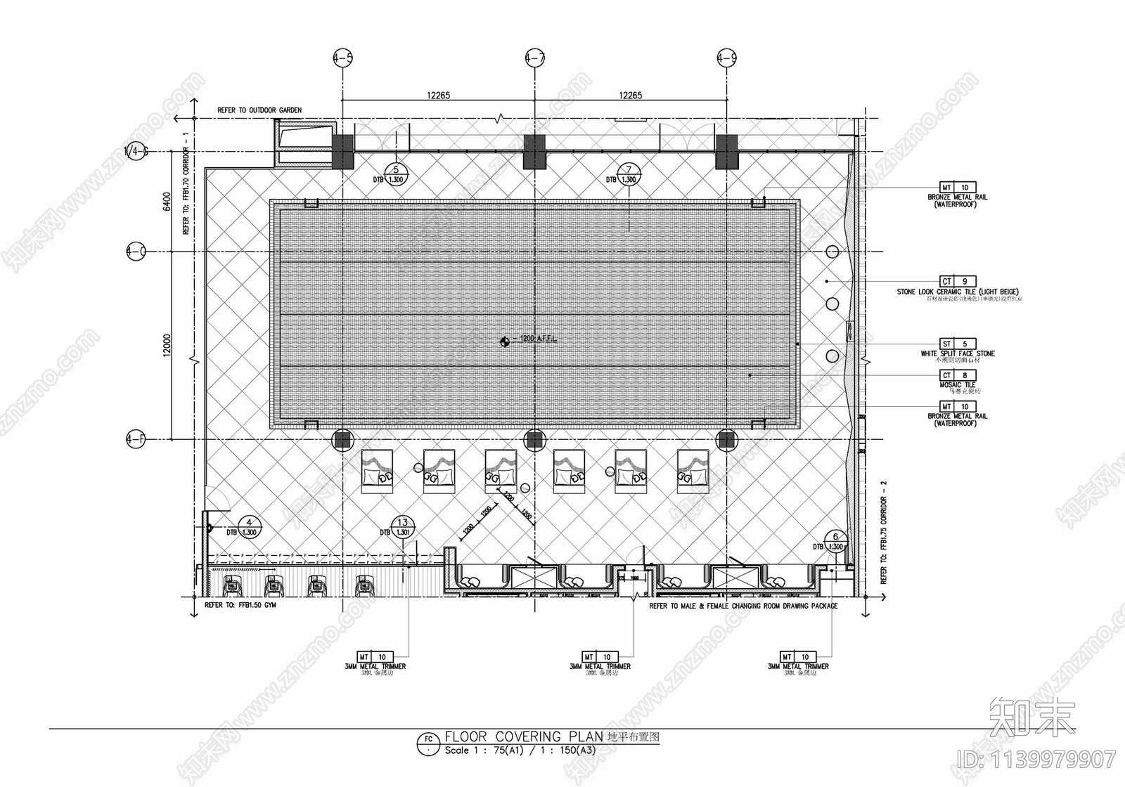 600㎡游泳池室内cad施工图下载【ID:1139979907】