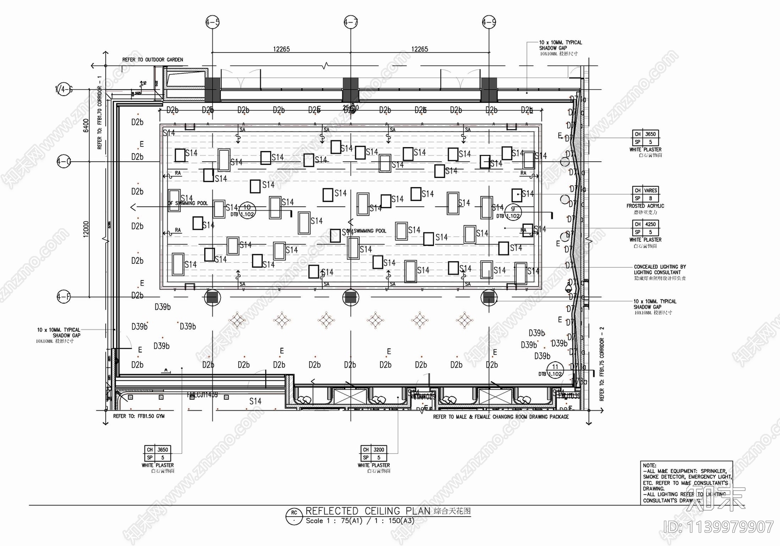 600㎡游泳池室内cad施工图下载【ID:1139979907】