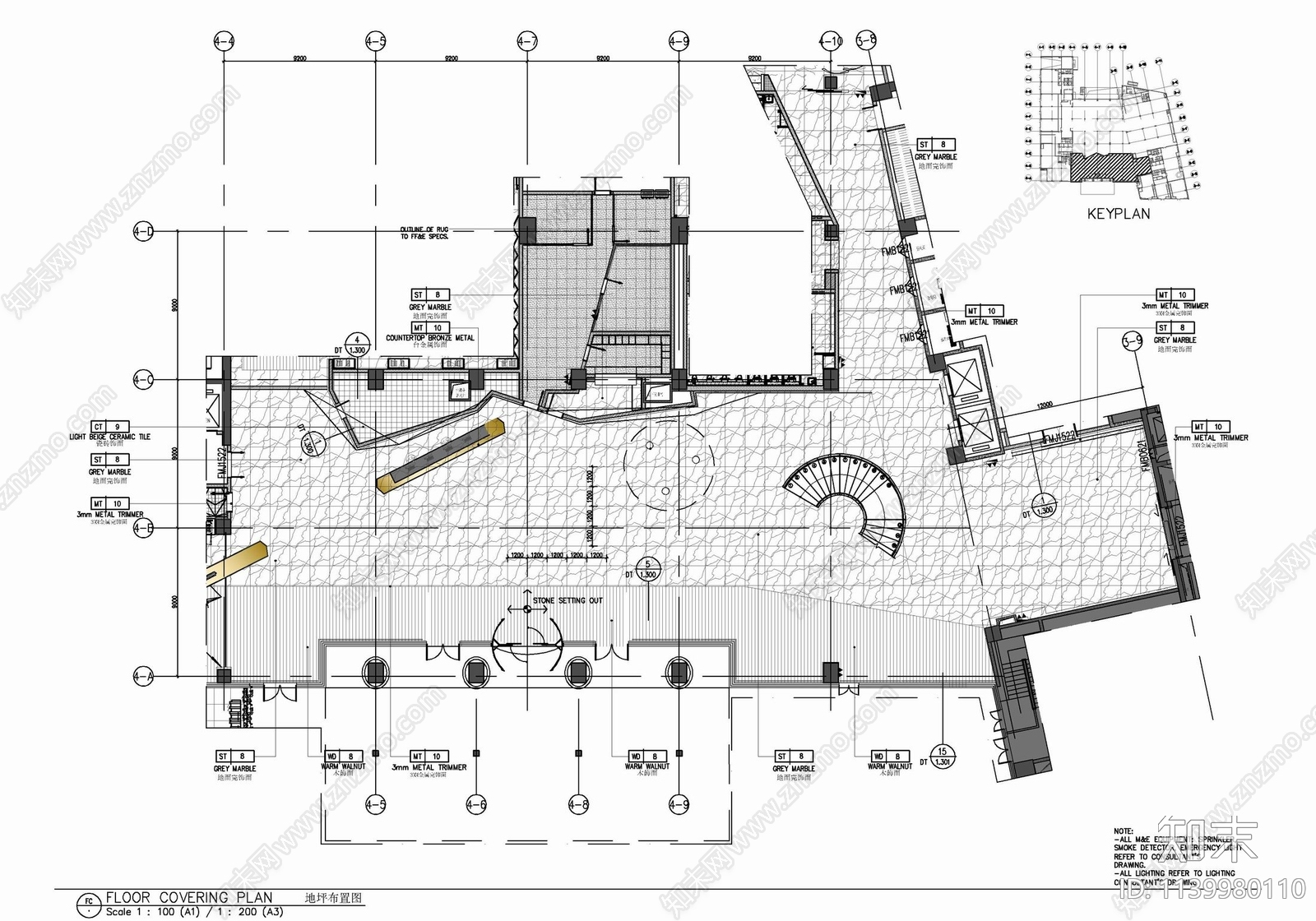 HBA酒店大堂吧室内cad施工图下载【ID:1139980110】