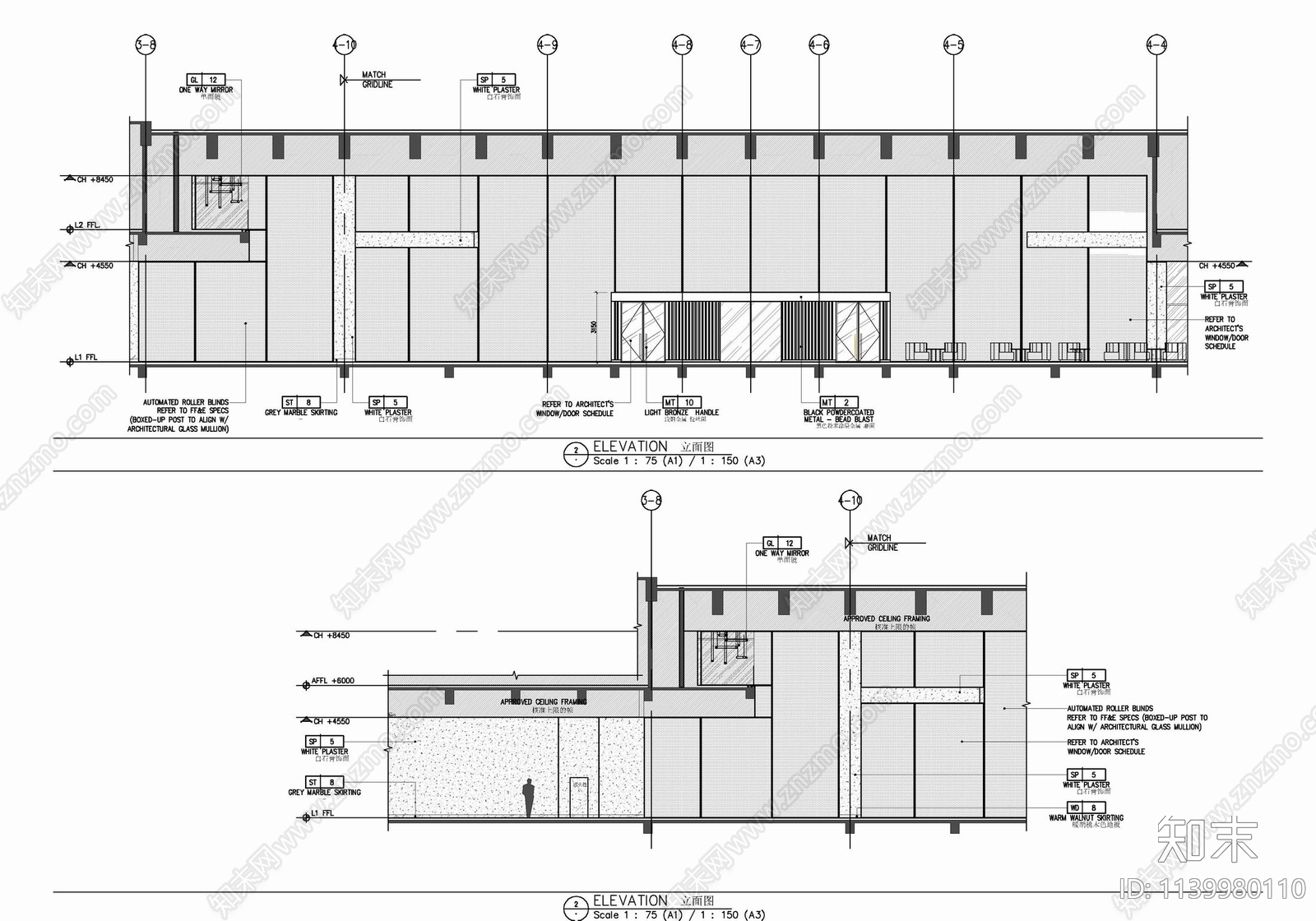 HBA酒店大堂吧室内cad施工图下载【ID:1139980110】
