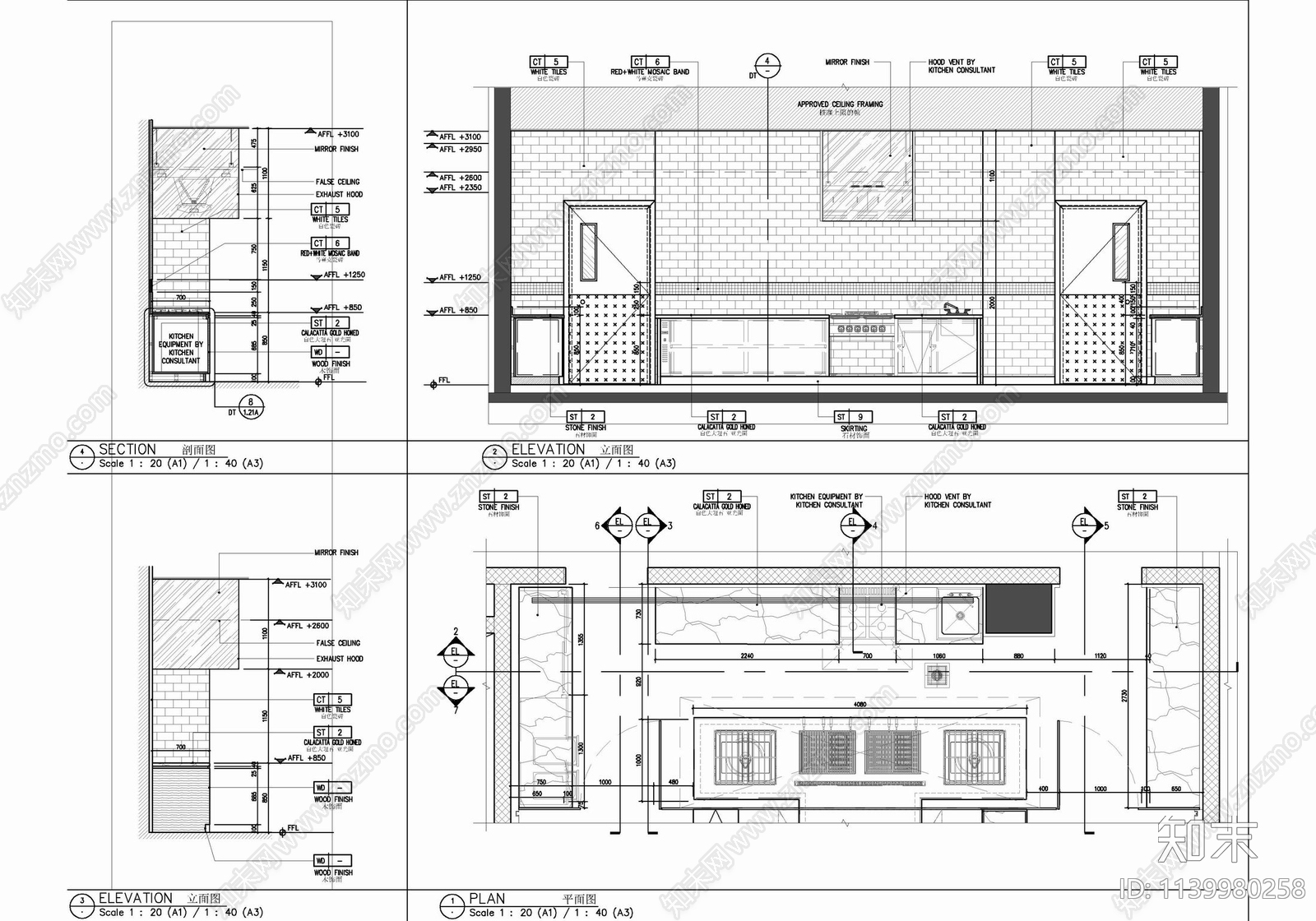 500㎡西餐厅室内cad施工图下载【ID:1139980258】