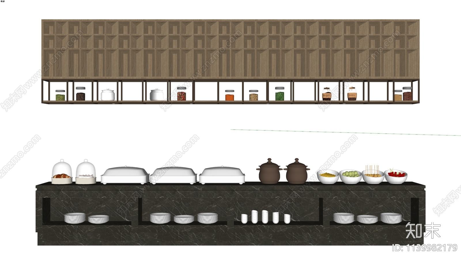 现代自助餐桌SU模型下载【ID:1139982179】
