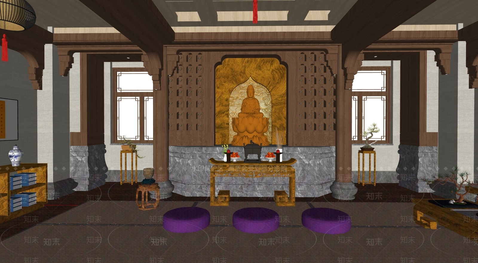 中式家居佛堂SU模型下载【ID:1139983690】