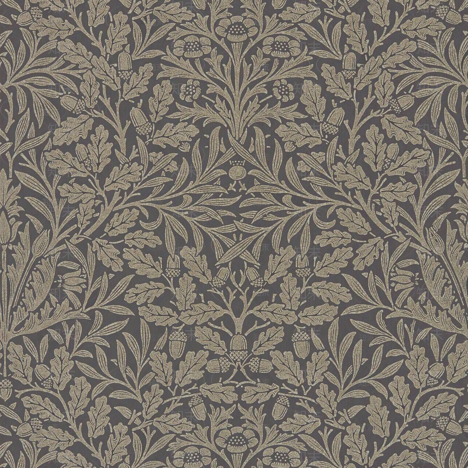 无缝欧式咖色植物纹墙布	贴图下载【ID:1139983647】