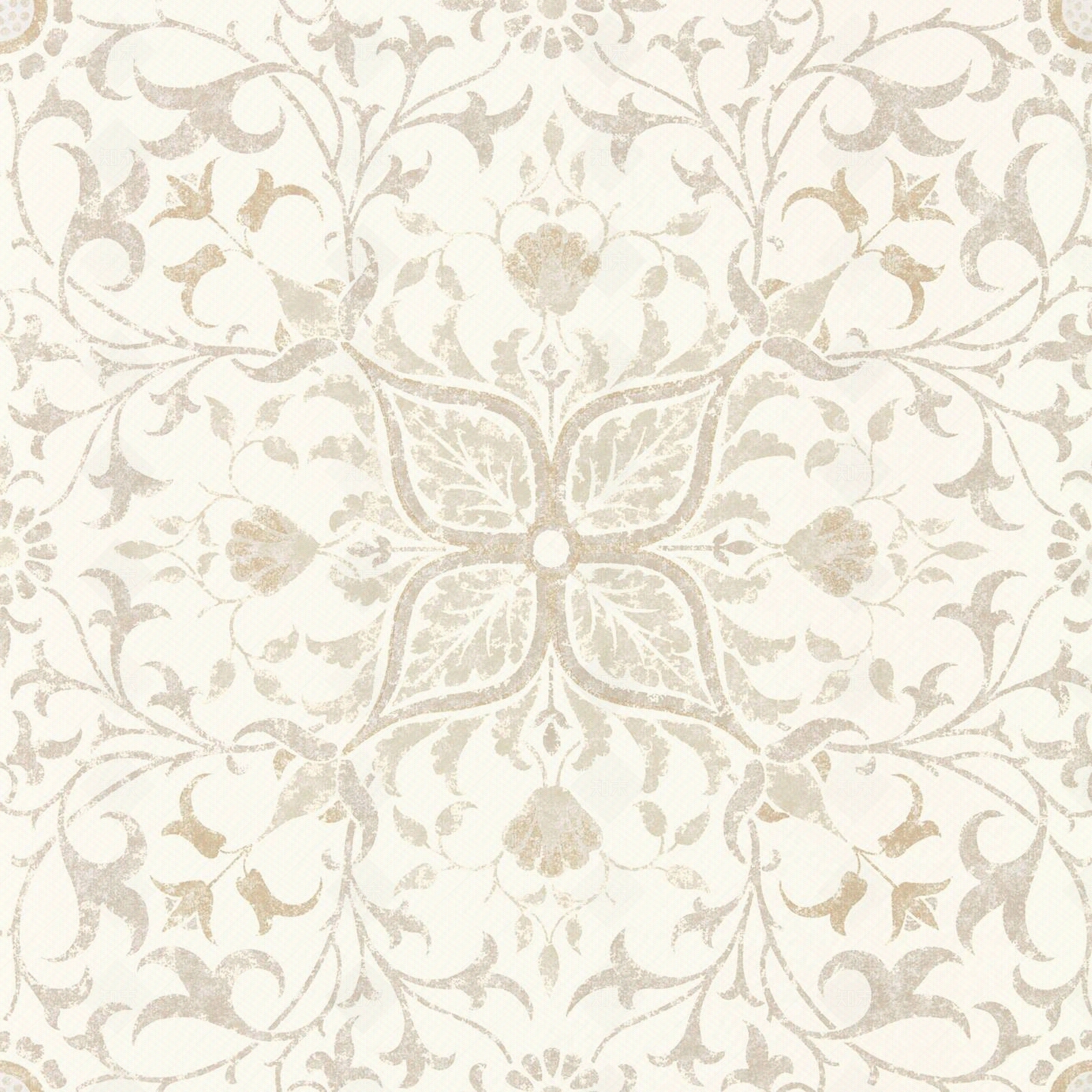 无缝欧式浅色植物纹墙布	贴图下载【ID:1139983704】