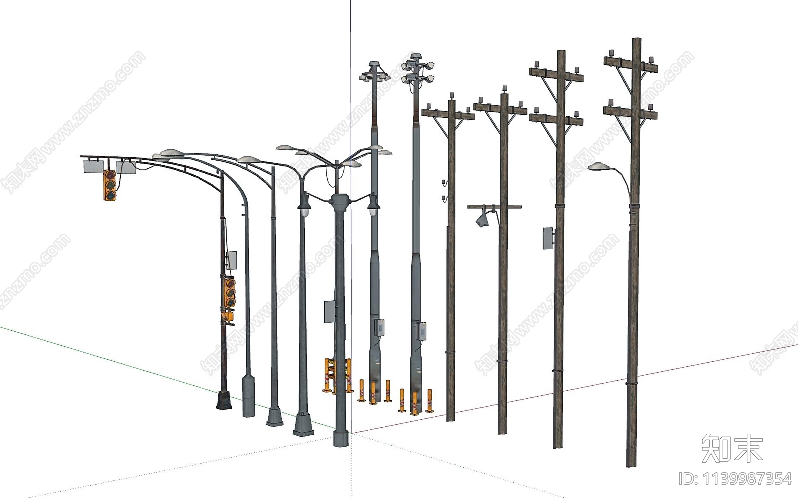 现代户外老旧路灯SU模型下载【ID:1139987354】