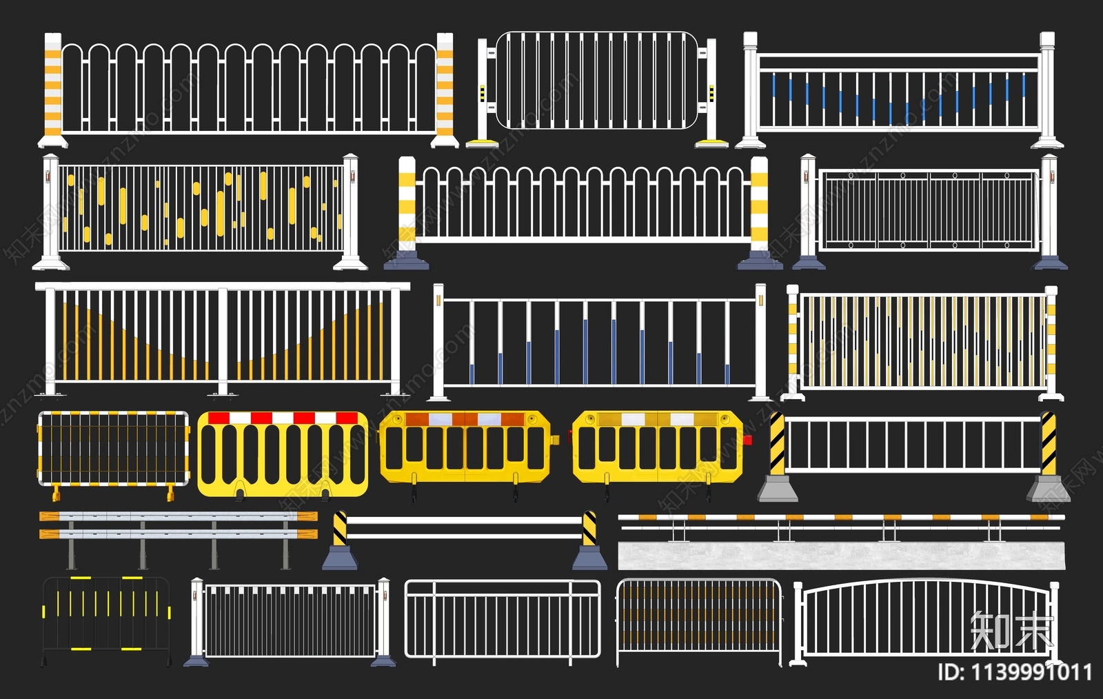 现代市政道路护栏SU模型下载【ID:1139991011】