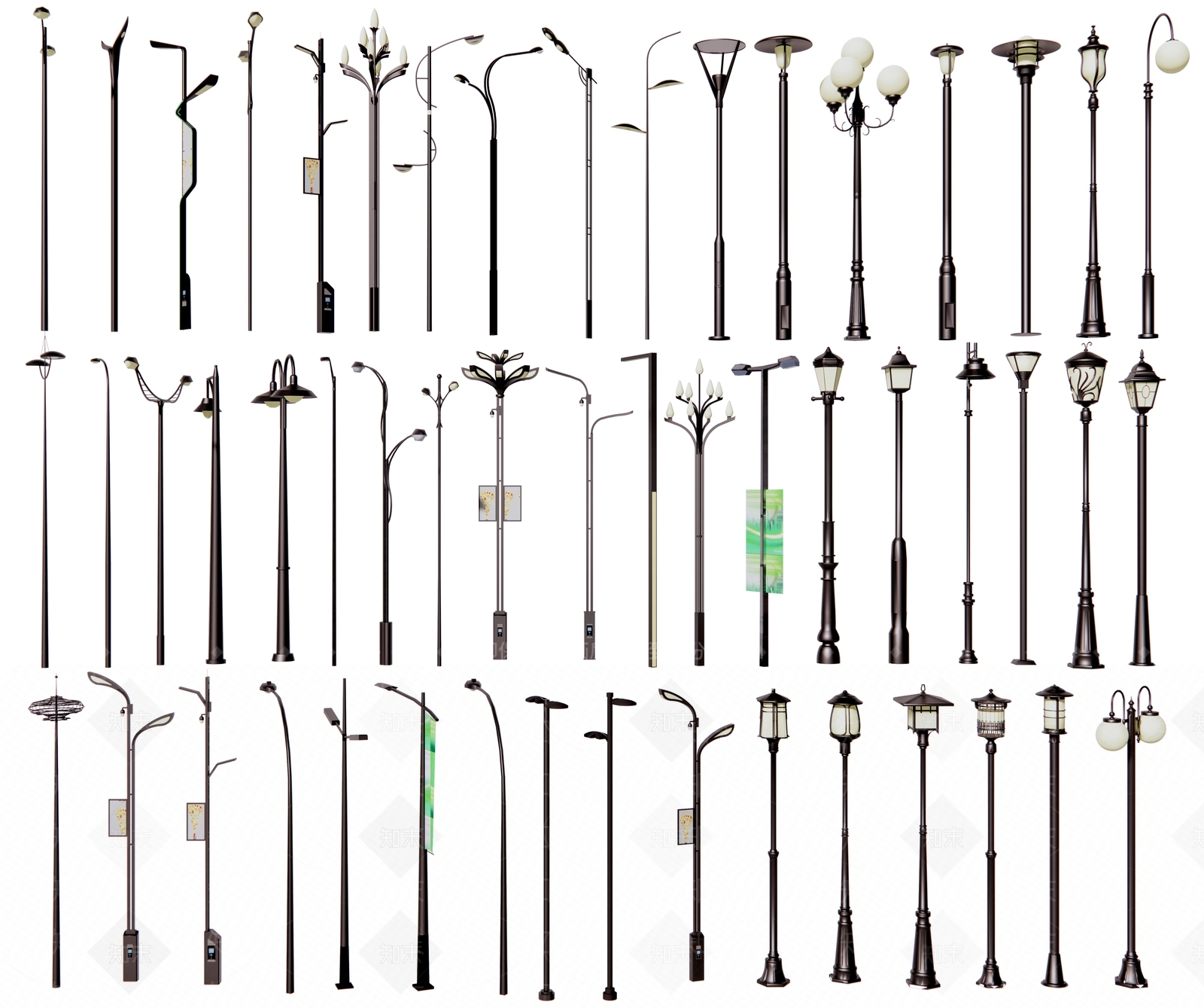现代高杆灯SU模型下载【ID:1139995077】