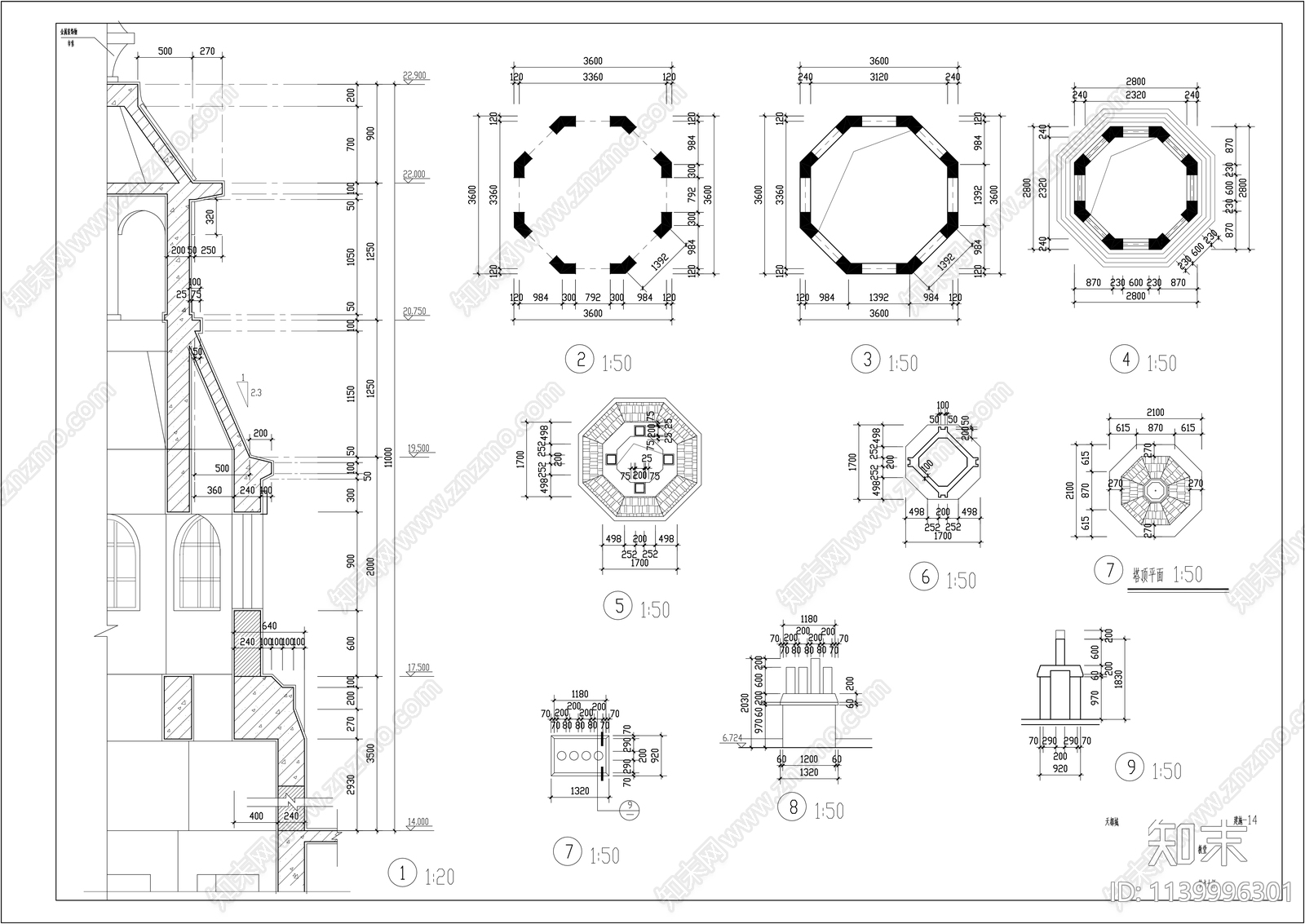 欧式教堂建筑cad施工图下载【ID:1139996301】