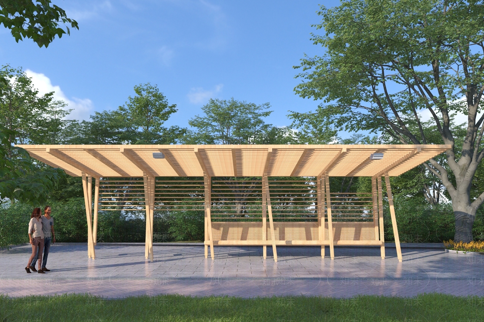 现代景观廊架3D模型下载【ID:1139999386】