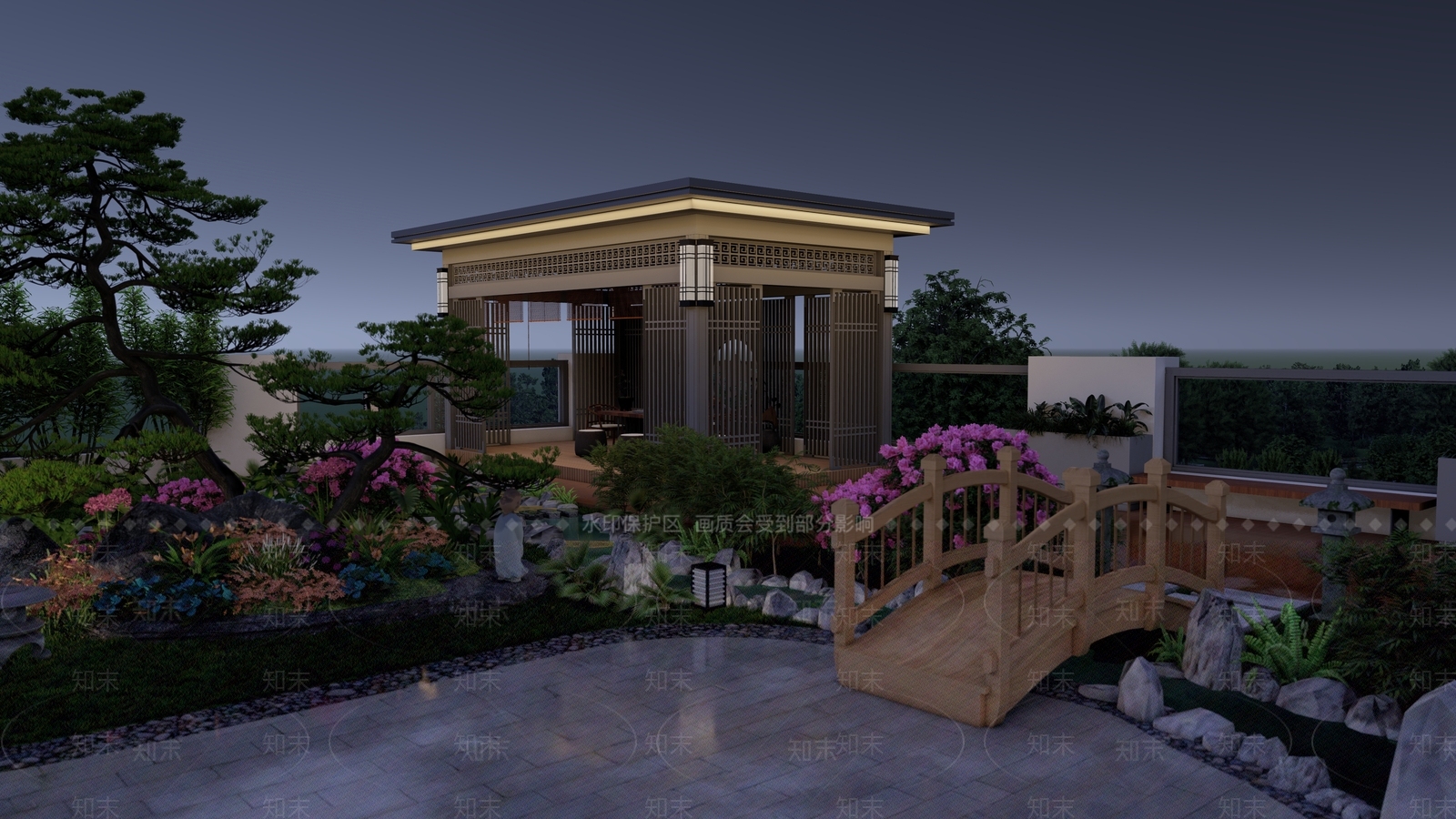 现代屋顶花园SU模型下载【ID:1140005865】