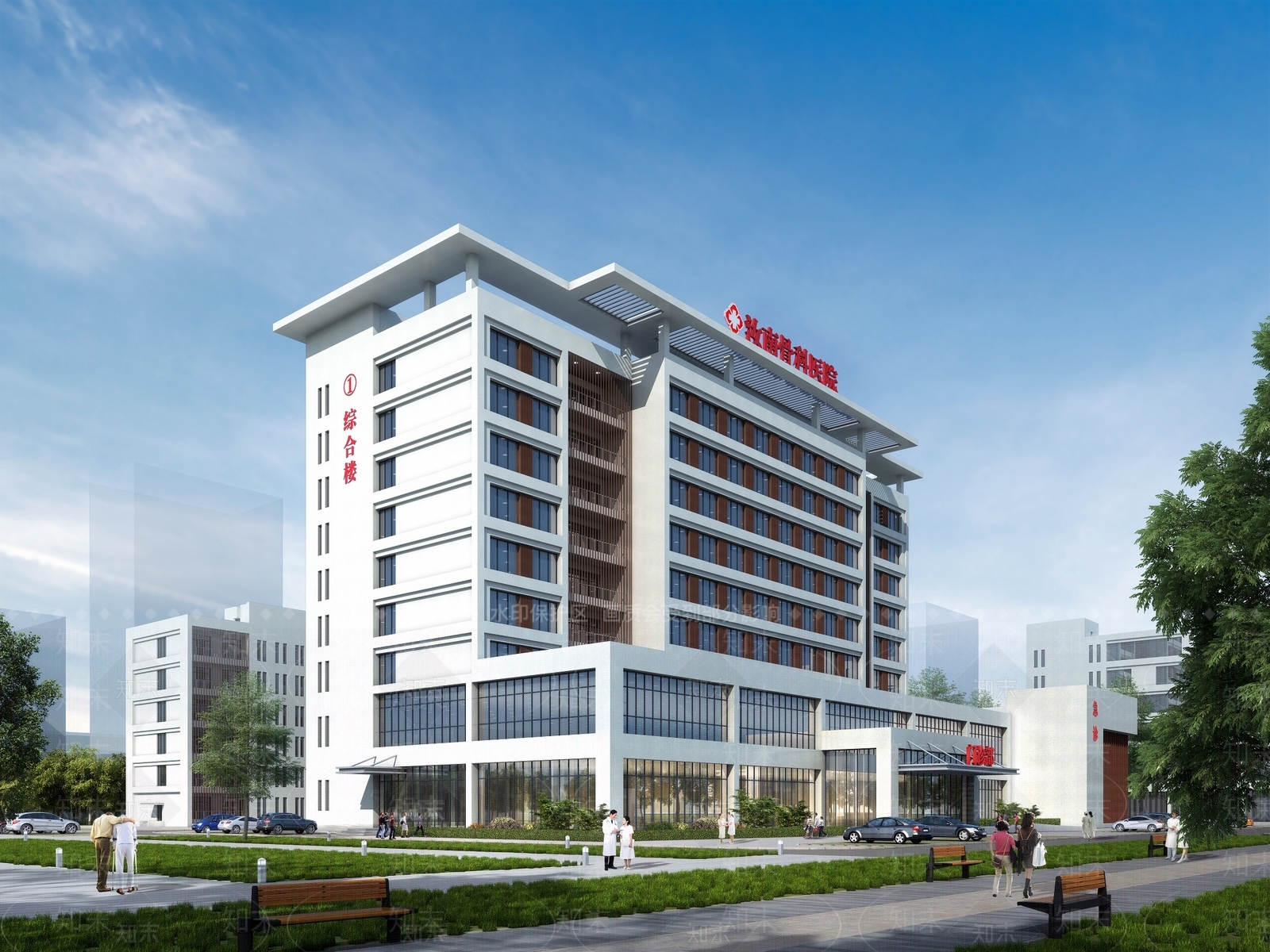 现代医院外观3D模型下载【ID:1140008489】