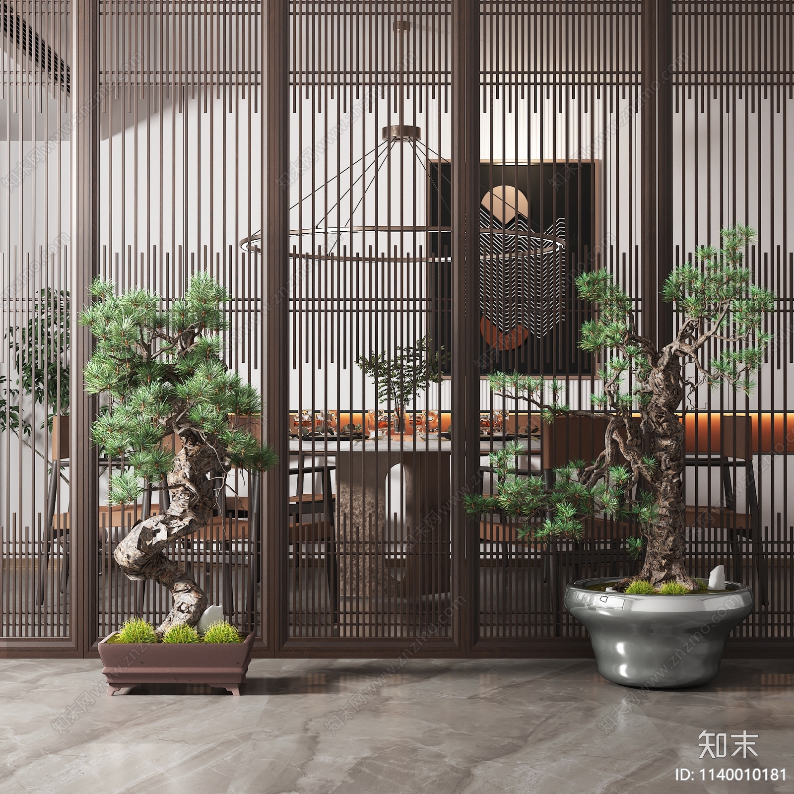 新中式迎客松松树盆景3D模型下载【ID:1140010181】