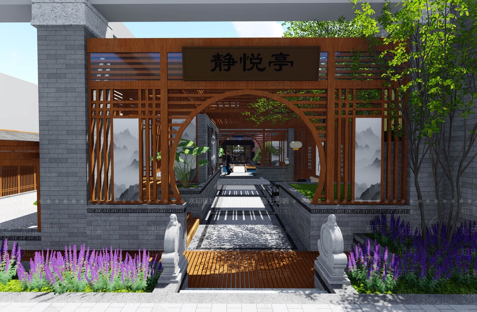 现代屋顶花园SU模型下载【ID:1140012021】
