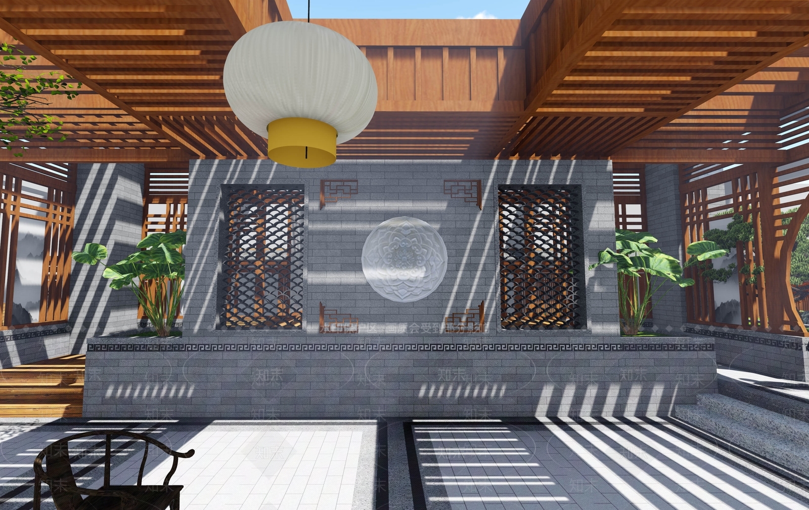 现代屋顶花园SU模型下载【ID:1140012021】