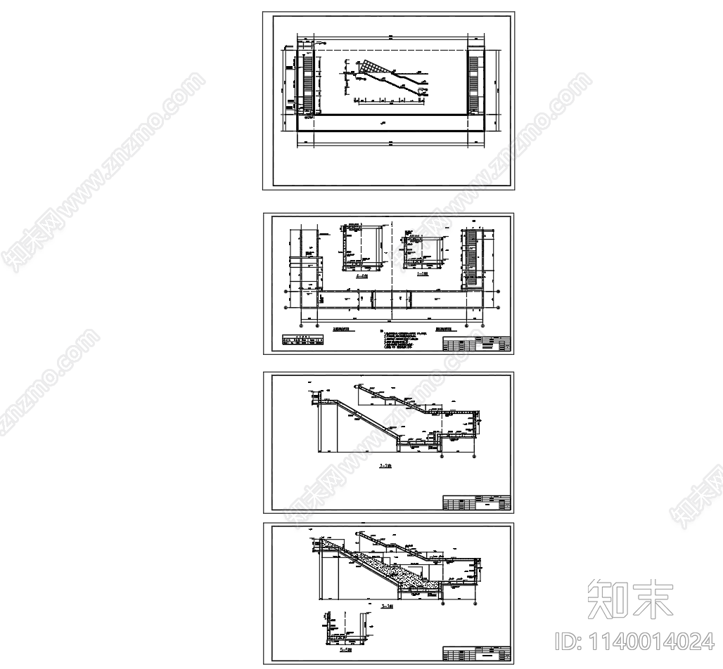 地下通道结构配筋cad施工图下载【ID:1140014024】