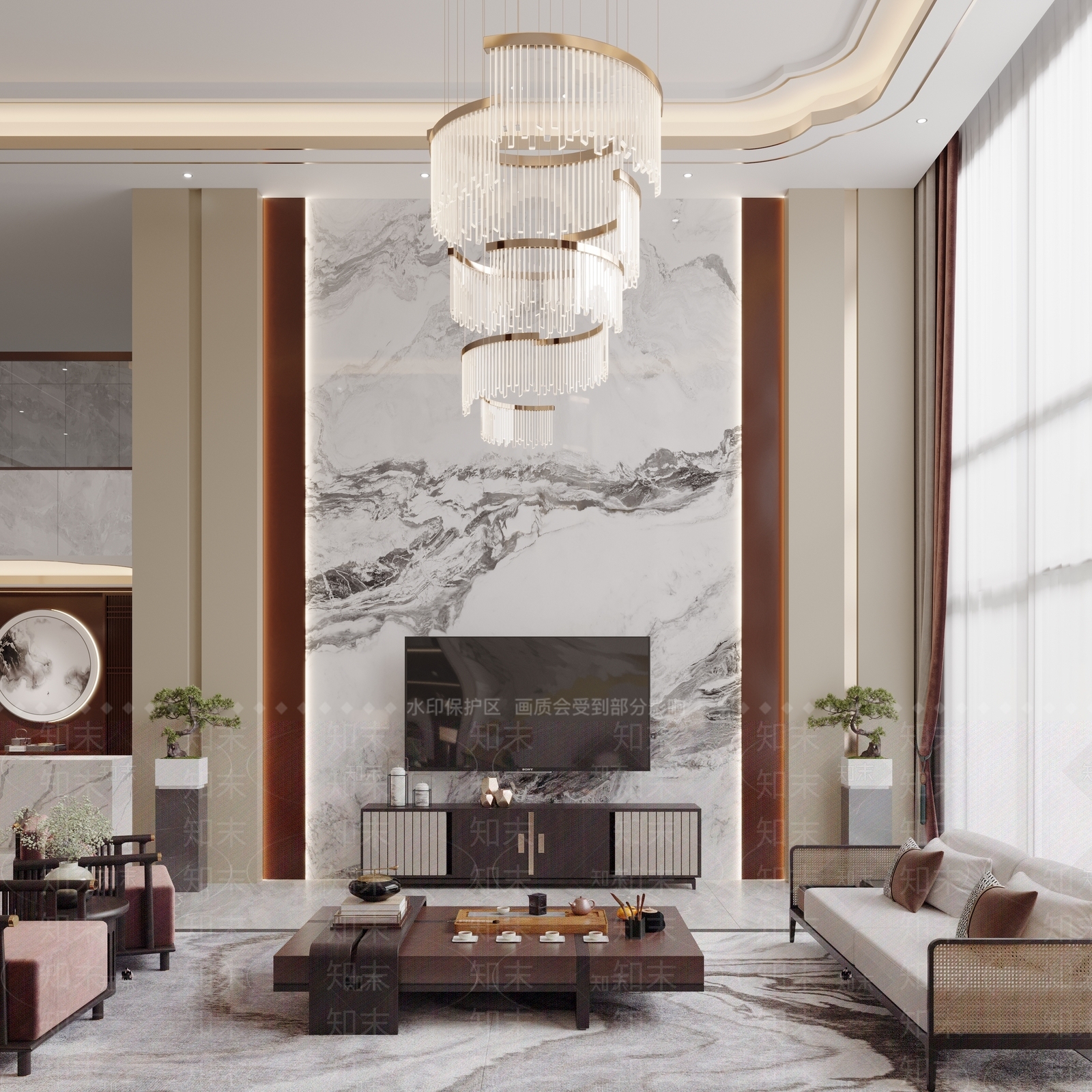新中式中餐厅3D模型下载【ID:1213883783】