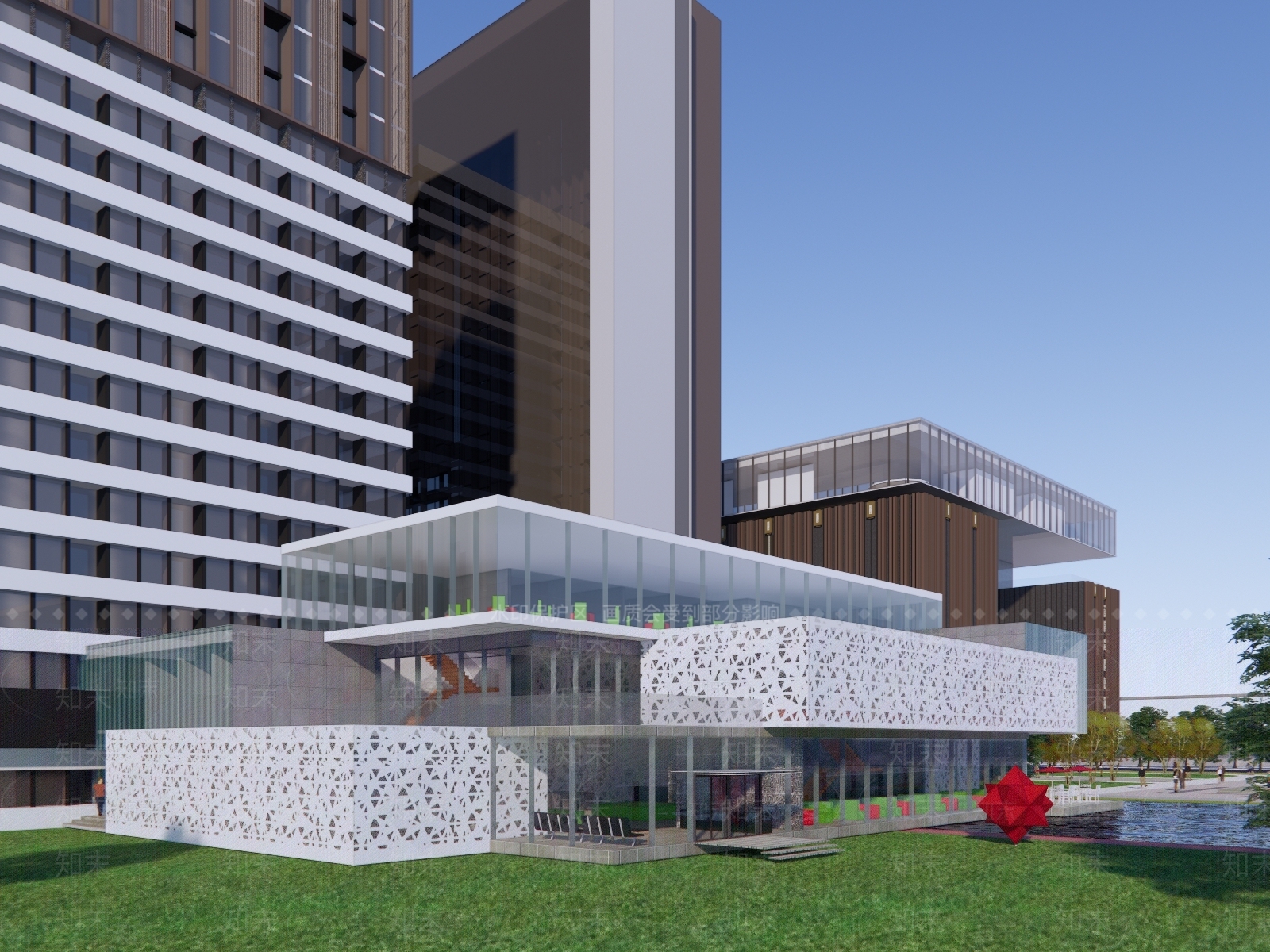 现代展览馆建筑SU模型下载【ID:1140017148】
