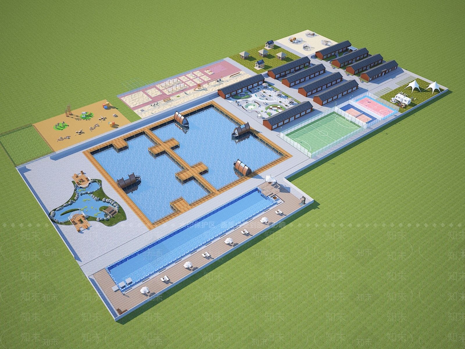 现代生态旅游公园广场露营景观3D模型下载【ID:1140019102】