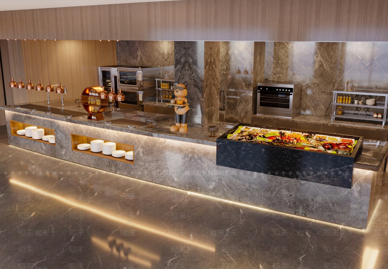 现代酒店餐厅吧台3D模型下载【ID:1140019260】