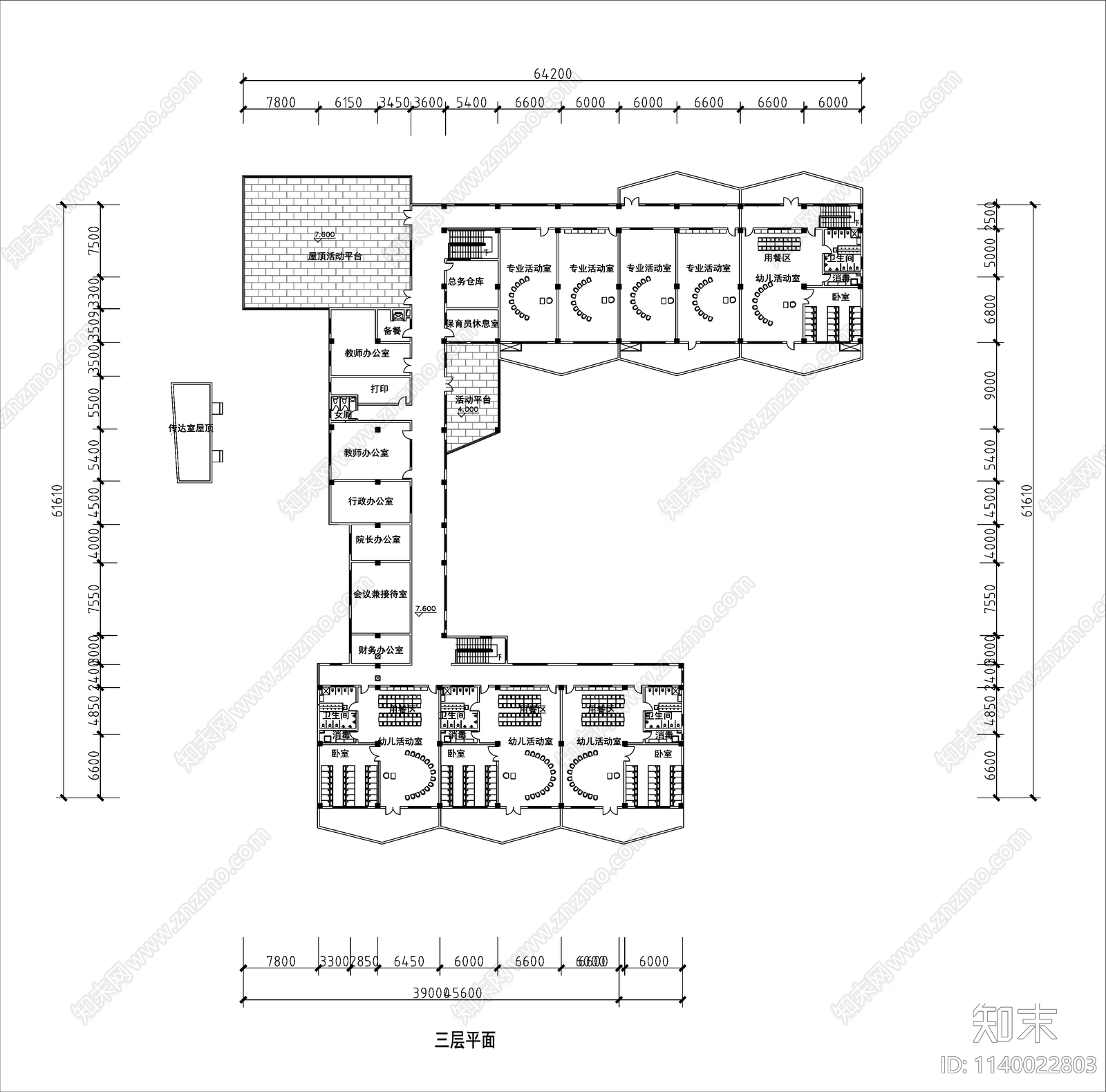 幼儿园建筑cad施工图下载【ID:1140022803】