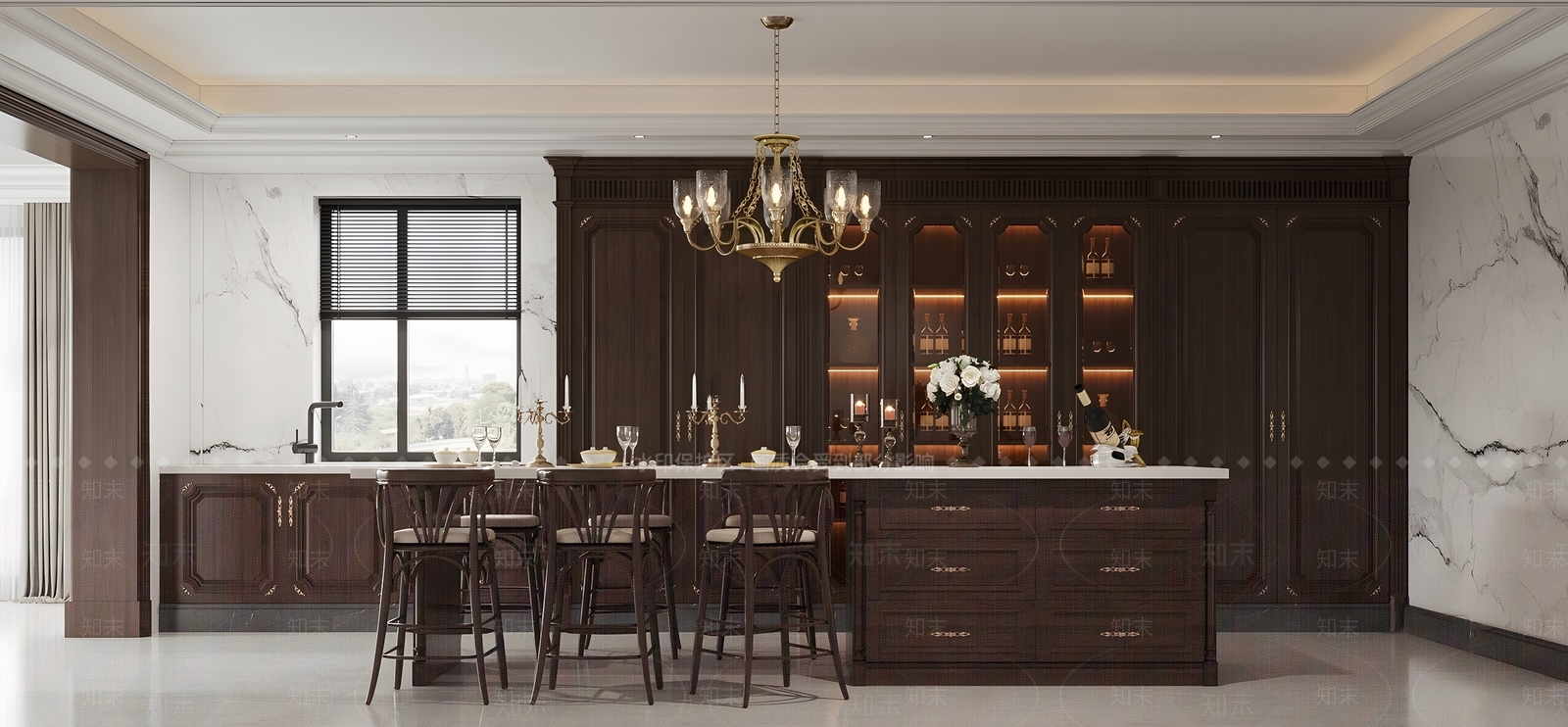 美式家居餐厅SU模型下载【ID:1140023007】