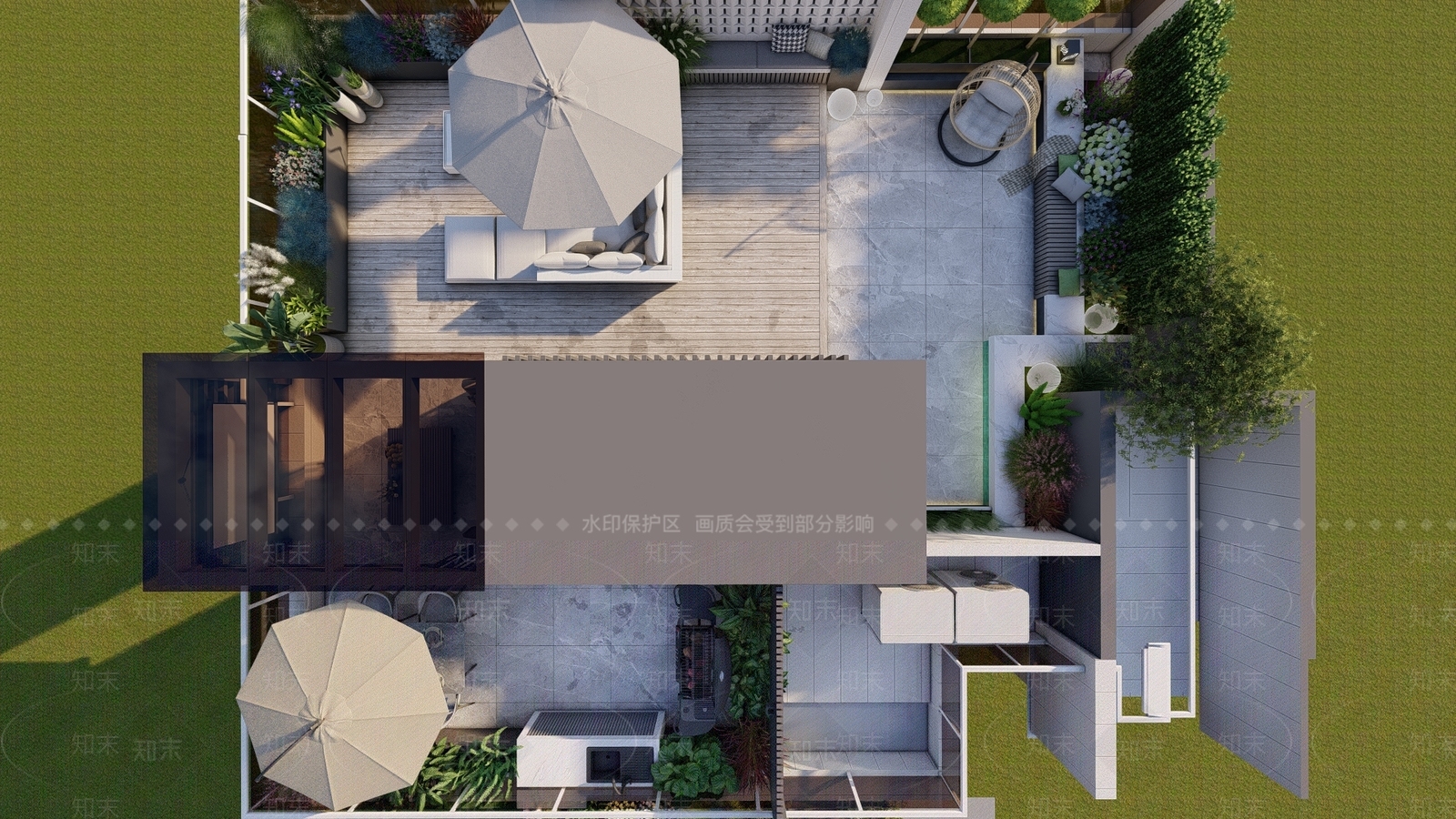 现代屋顶花园SU模型下载【ID:1140023800】