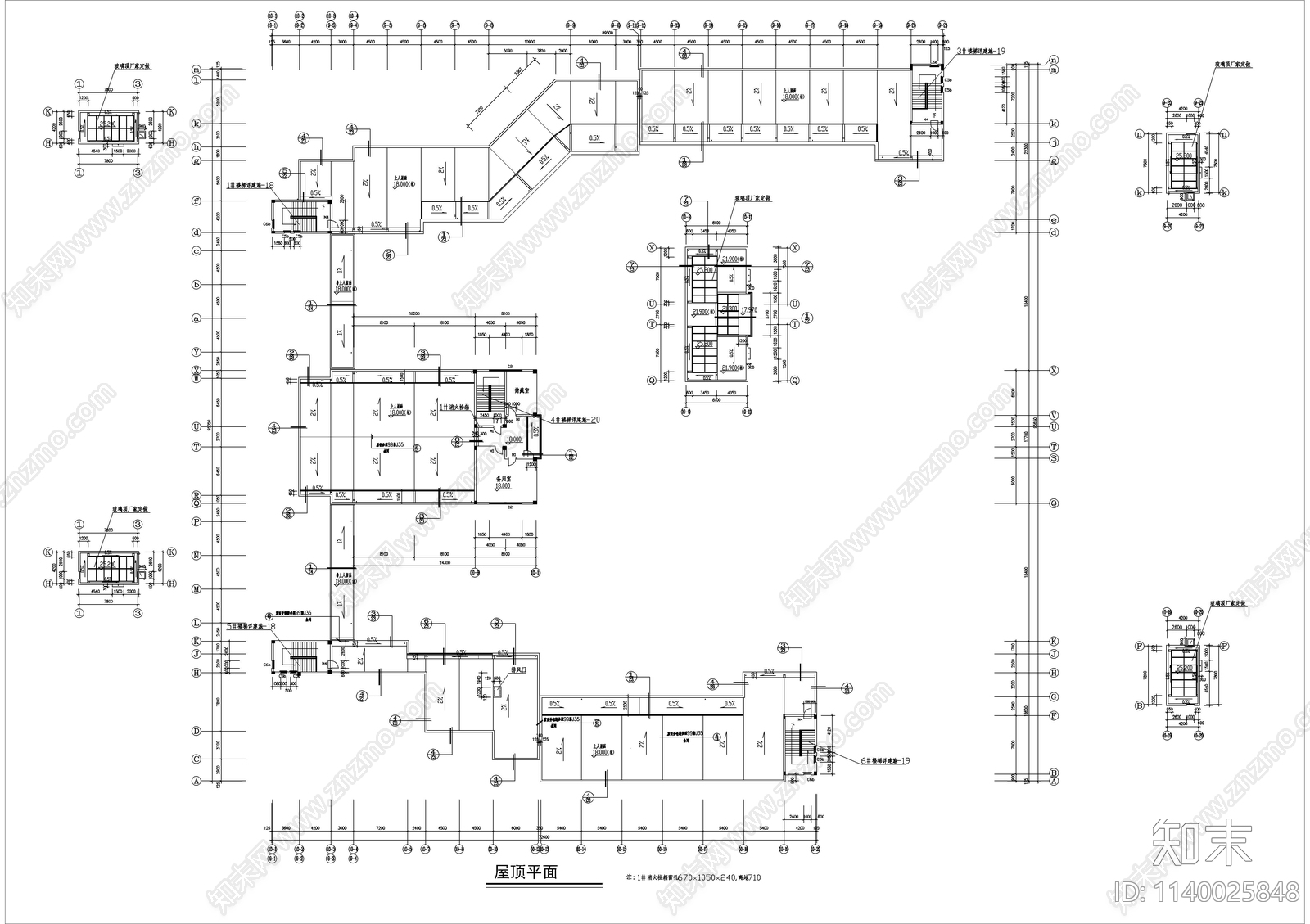 六层中学教学楼建筑cad施工图下载【ID:1140025848】