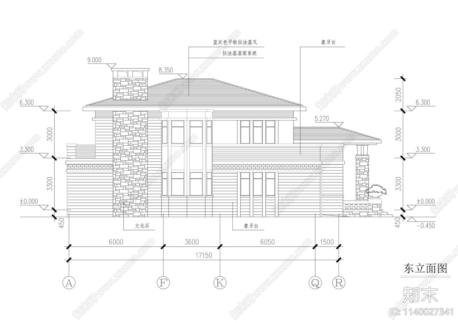 自建二层别墅建筑cad施工图下载【ID:1140027341】