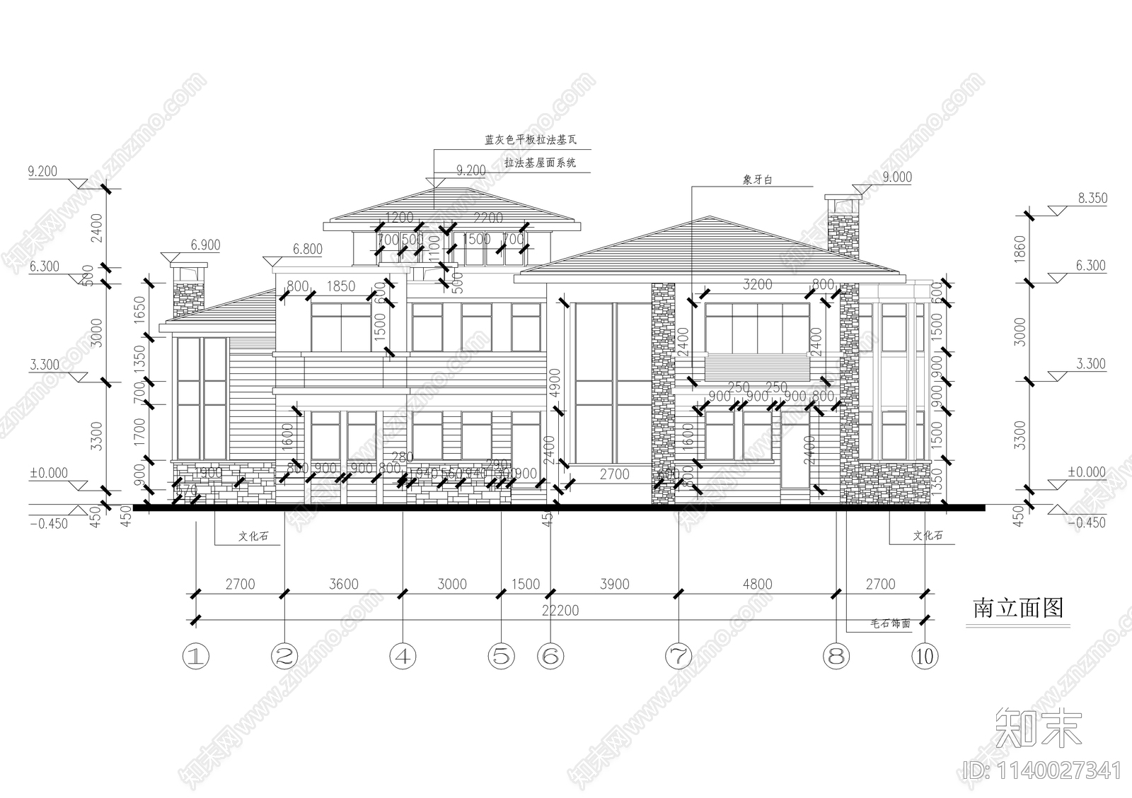 自建二层别墅建筑cad施工图下载【ID:1140027341】