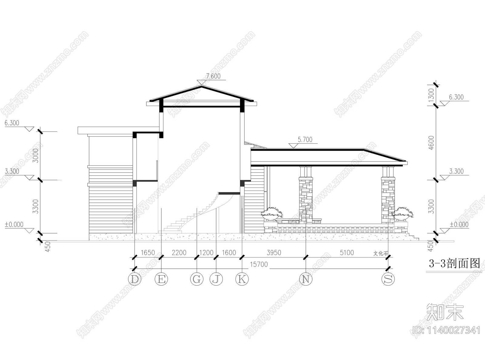 自建二层别墅建筑cad施工图下载【ID:1140027341】