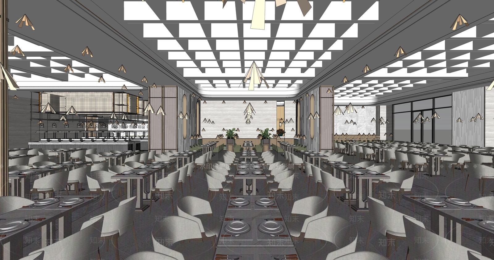 现代餐厅SU模型下载【ID:1140027999】