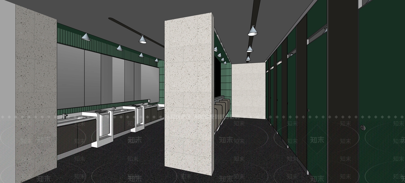 现代公共卫生间SU模型下载【ID:1140030725】