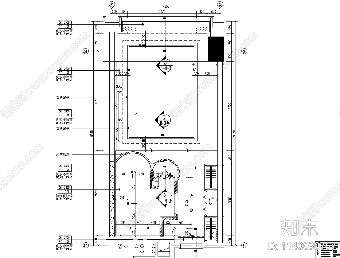 新中式酒店客房cad施工图下载【ID:1140030767】