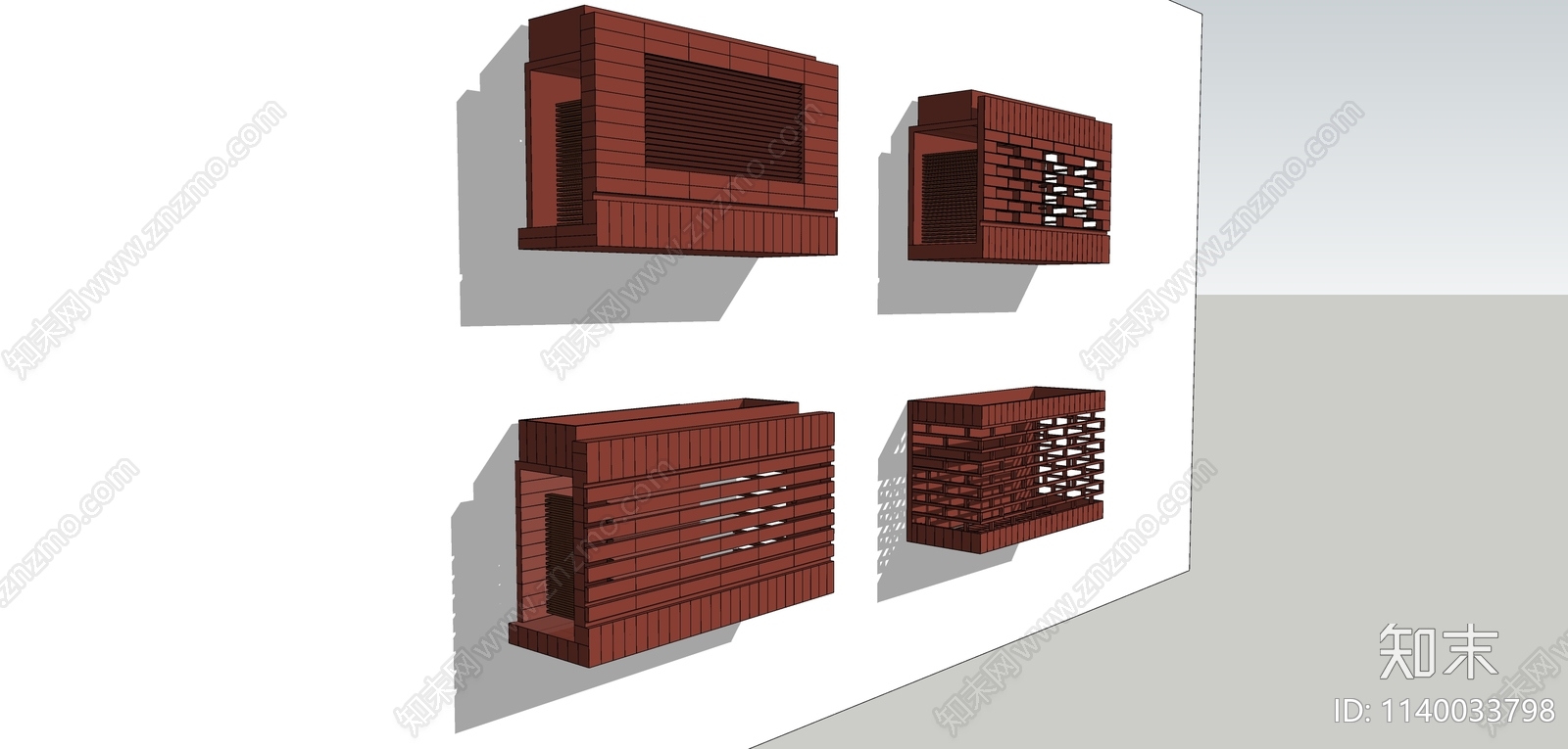 现代外挂特色仿砖空调机位SU模型下载【ID:1140033798】