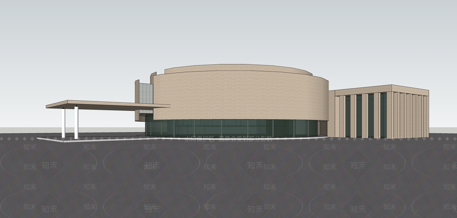 现代特色城市展览馆建筑SU模型下载【ID:1140034590】