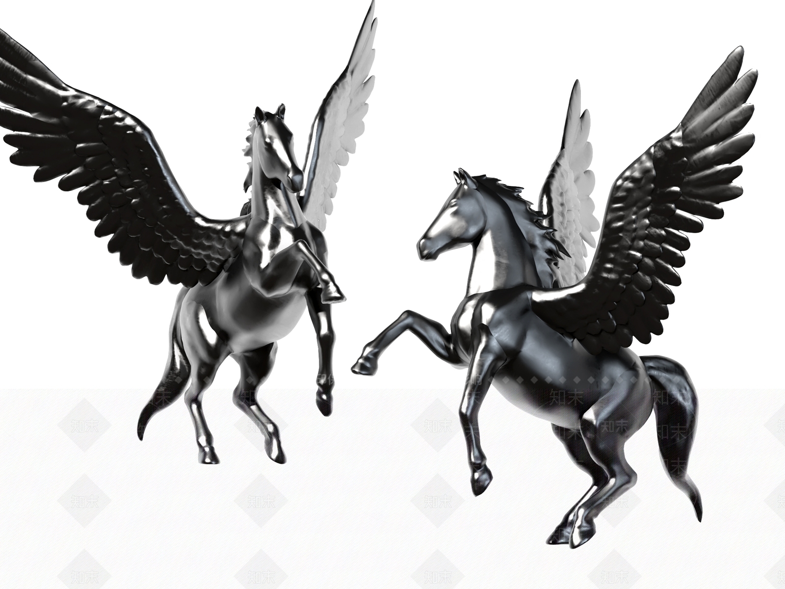 现代飞马雕塑装置SU模型下载【ID:1140036807】