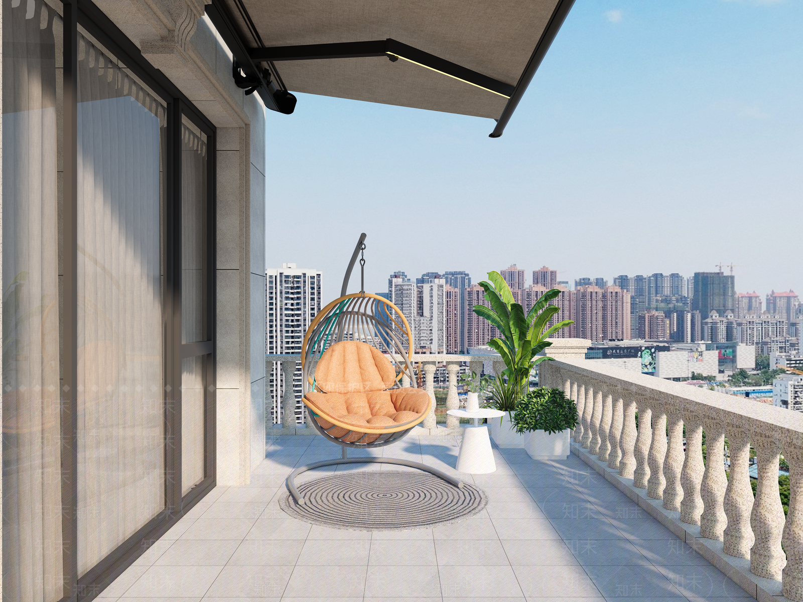 现代别墅阳台SU模型下载【ID:1140039110】