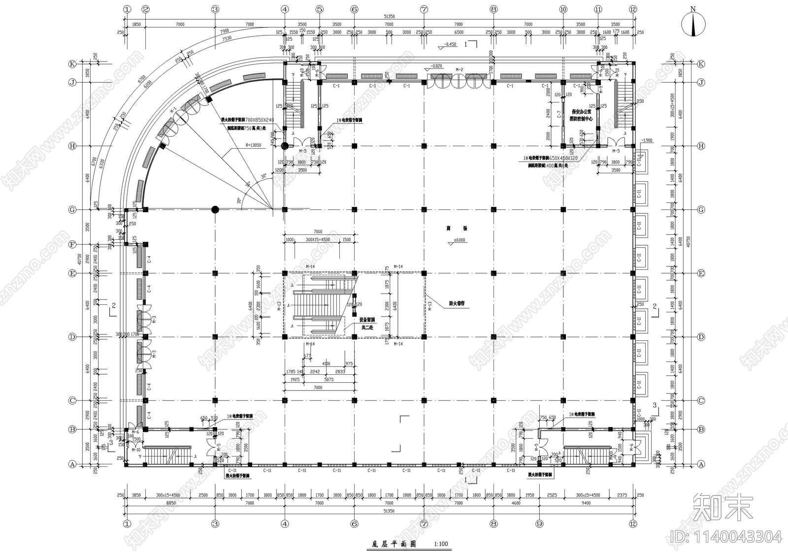 三层综合商场建筑cad施工图下载【ID:1140043304】