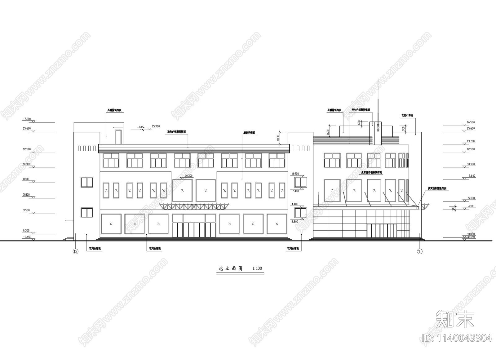 三层综合商场建筑施工图下载【ID:1140043304】